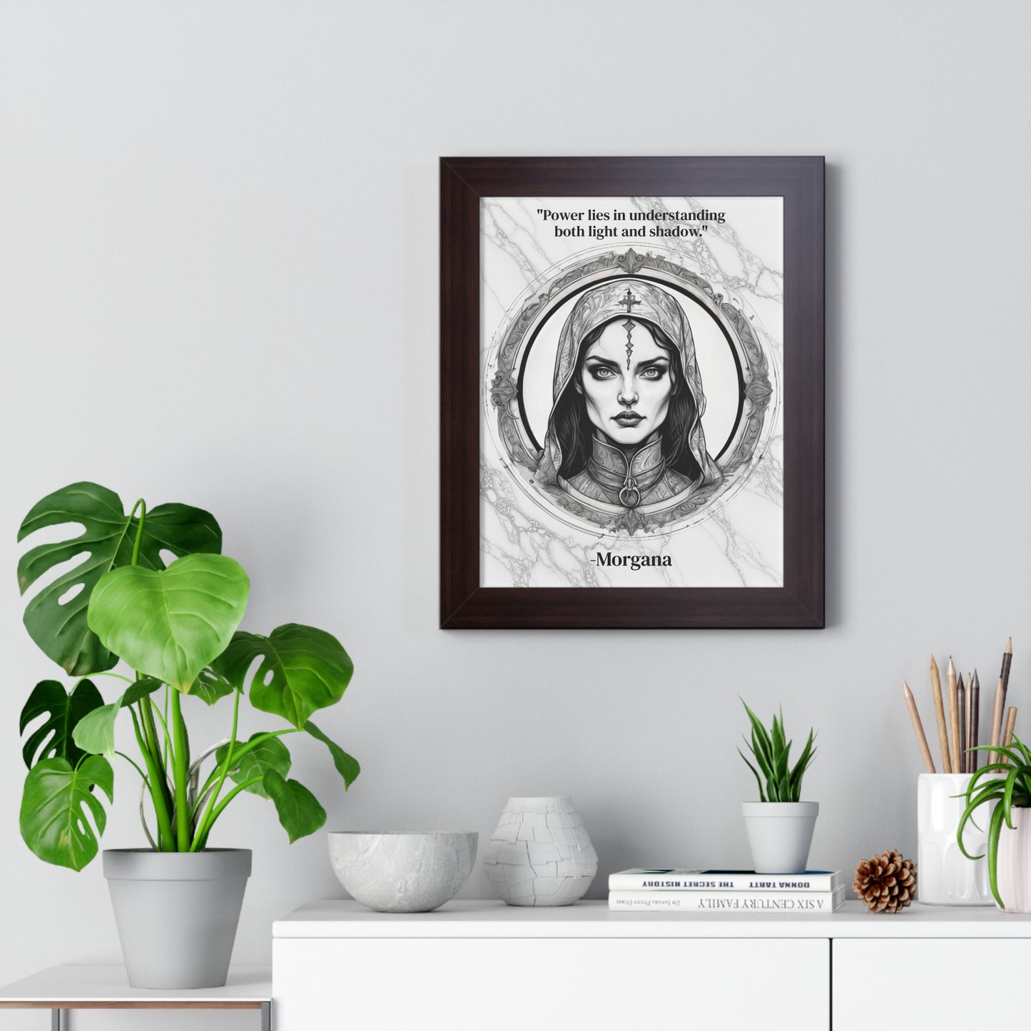 Morgana Fantasy Art Magic Wizard Framed Wall Art Inspirational Quote for Mystical Decor - Unique Gift for Artistic Home Lovers Fans