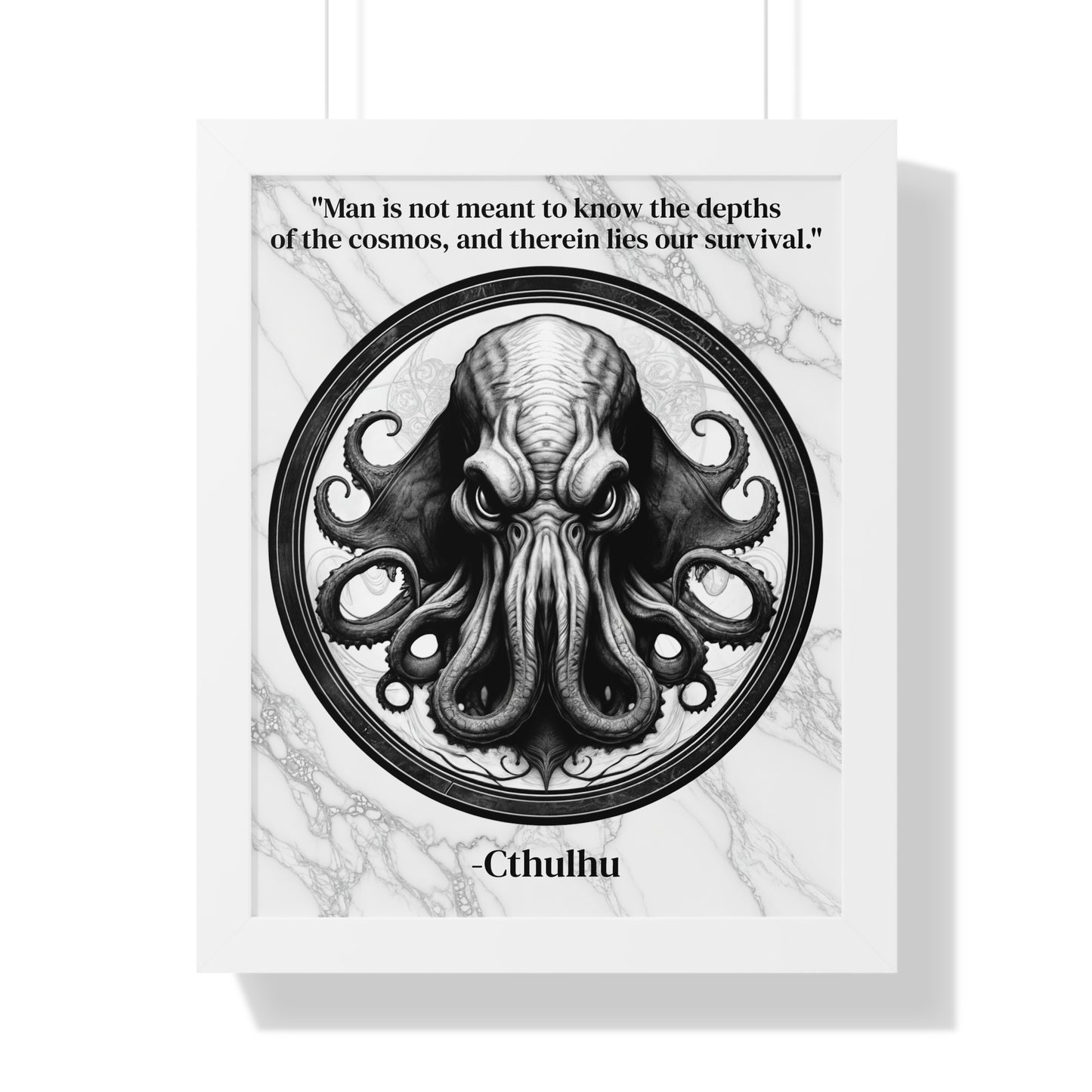 Cthulhu Lovecraft Epic Horror Mythos Framed Wall Art Inspirational Quote for Dark Fantasy Decor - Perfect Gift for Legendary Quest Fans Fan