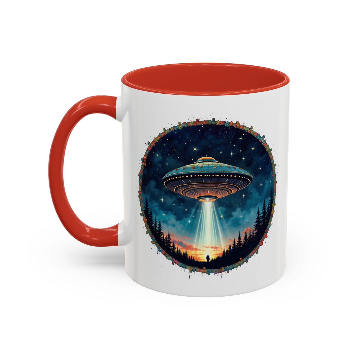 UFO Coffee Mug with Funny Cafe and Space Quotes - for Coffee Lovers Who Enjoy Quirky Gifts Humorous Alien-Themed Jokes QR Code Quote Video