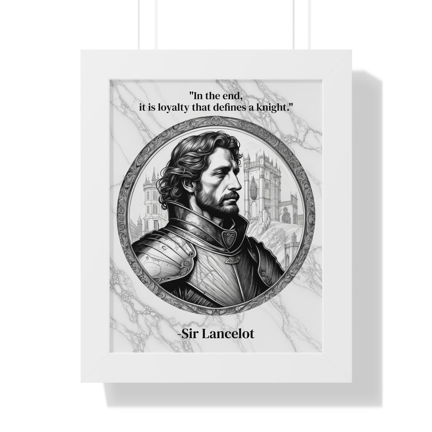 Sir Lancelot Chivalry Code Knights Honor Framed Wall Art Inspirational Quote for Knights Templar Decor - Unique Gift for History Lovers Fans