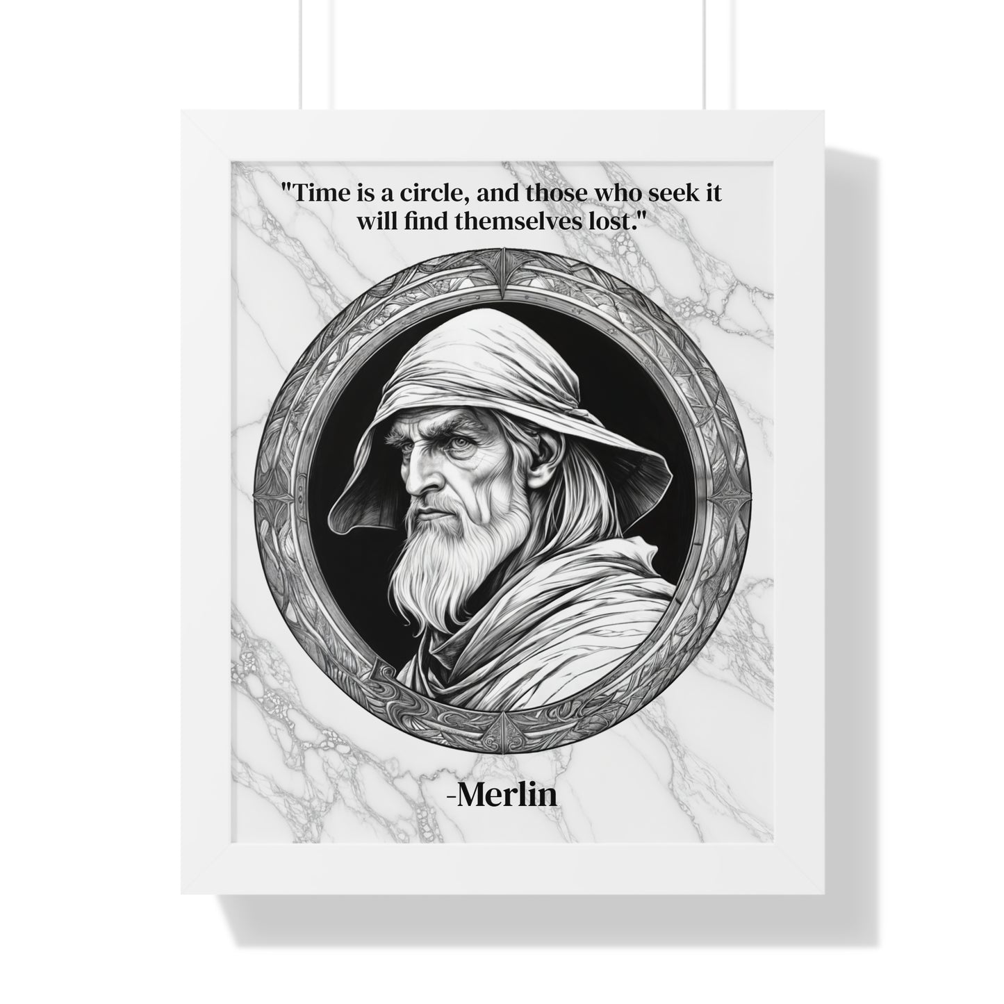 Merlin Magic Wizard Spells Framed Wall Art Inspirational Quote for Fantasy Readers Decor - Perfect Gift for Enchanted Castle Home Lovers Fan