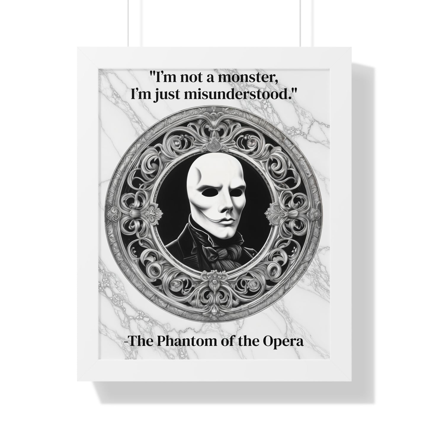 The Phantom of the Opera Inspirational Quote Art Decor Framed Wall Art for Home Office Gift - Perfect Quote Print for Music and Mystery Fans