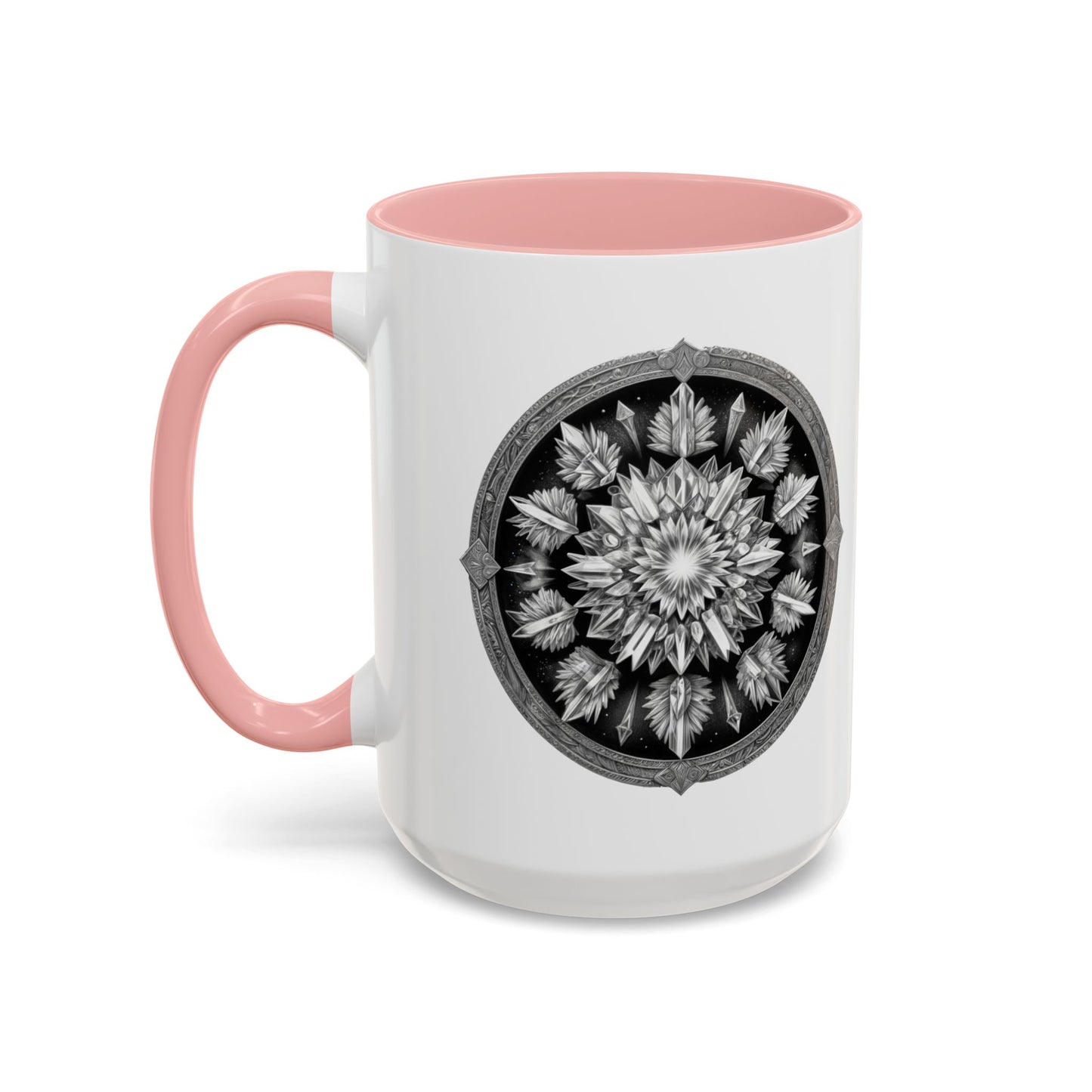 Clear Quartz Gemstone Coffee Mug with Empowering Quote and QR Code Perfect for Crystal Manifestation and Meditation Enthusiasts