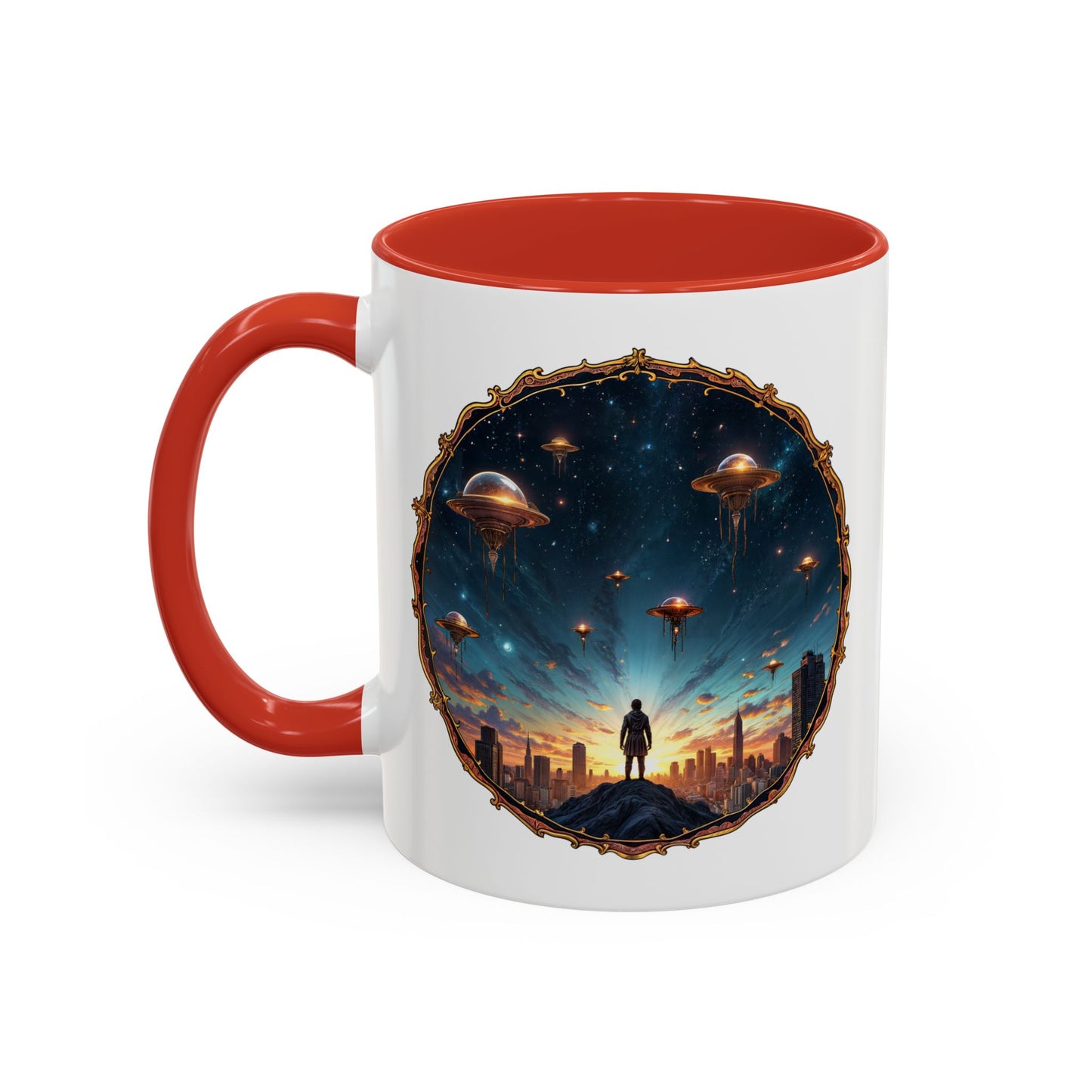 UFO Coffee Mug Featuring Alien Family Reunion Quote - for Intergalactic Traveler Who Love Unique Quirky Gift Alien Jokes QR Code Quote Video