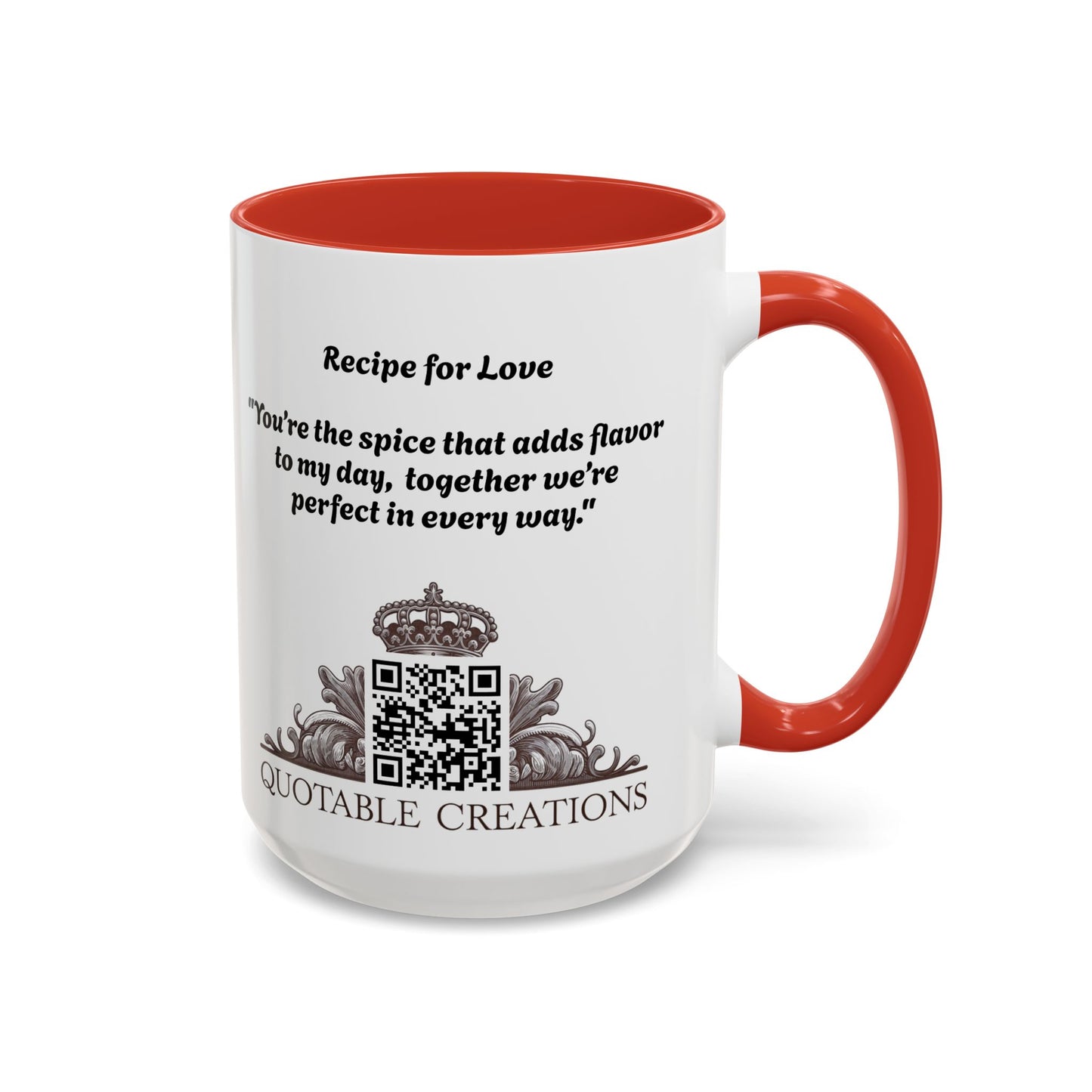 Recipe for Love Mugs Sweet Loving Coffee Gift for Couples Ideal Romantic Present for Food Lovers with Heartfelt Quote QR Quote Video