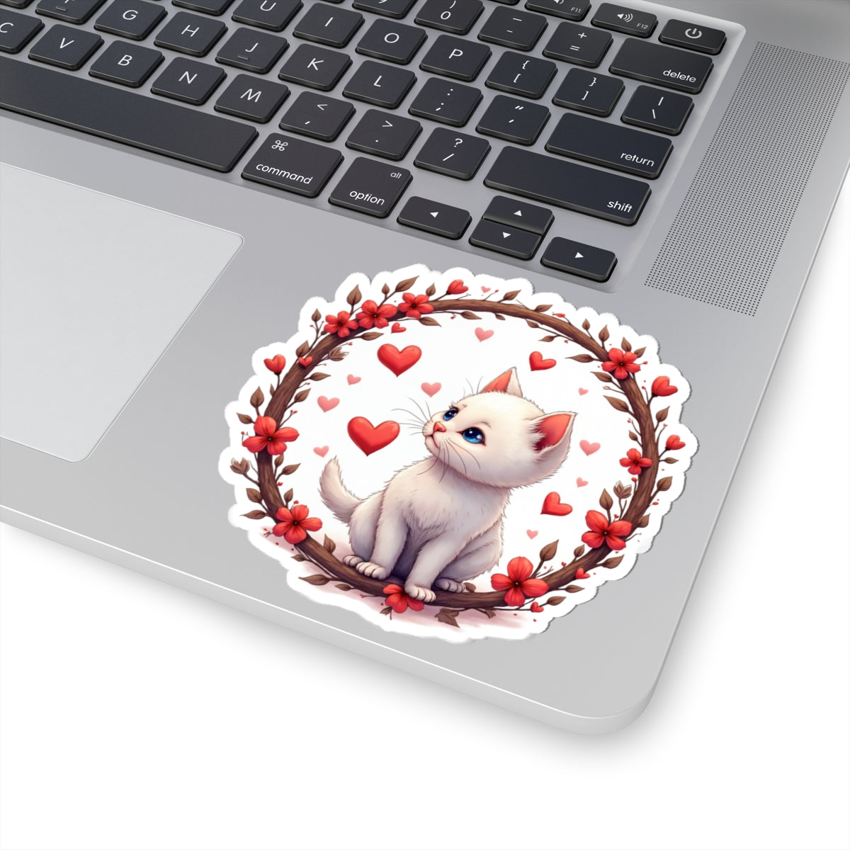 Kitten with Hearts - Kiss-Cut Sticker