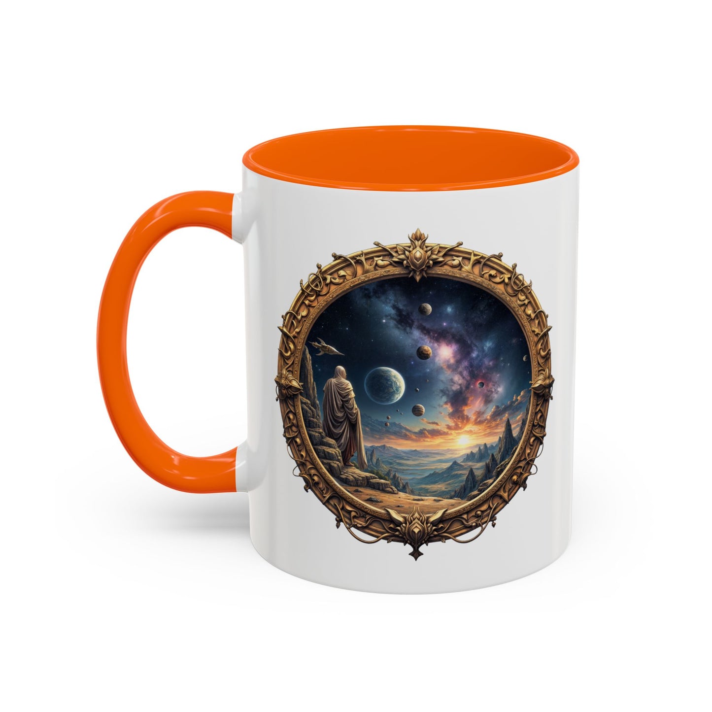 UFO Coffee Mug with Earth Pizza Quote for Space Enthusiasts - Who Love Unique Gift Funny Intergalactic Space Humor QR Code Quote Video