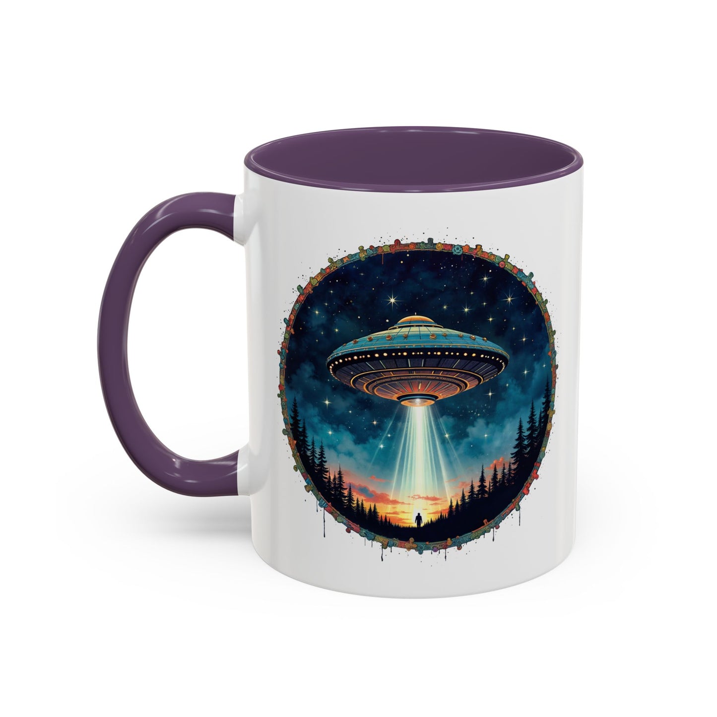 UFO Coffee Mug with Funny Cafe and Space Quotes - for Coffee Lovers Who Enjoy Quirky Gifts Humorous Alien-Themed Jokes QR Code Quote Video