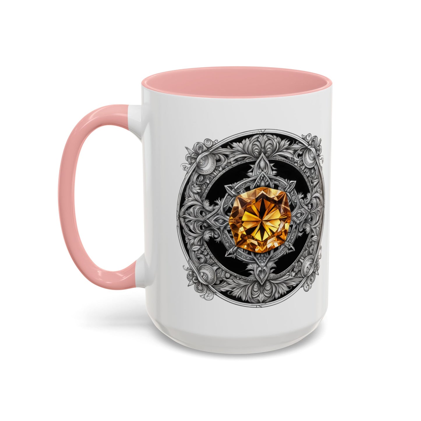 Citrine Crystal Coffee Mug with Positive Quote and QR Code for Motivational Video Ideal Gift for Gemstone Optimists and Dreamers