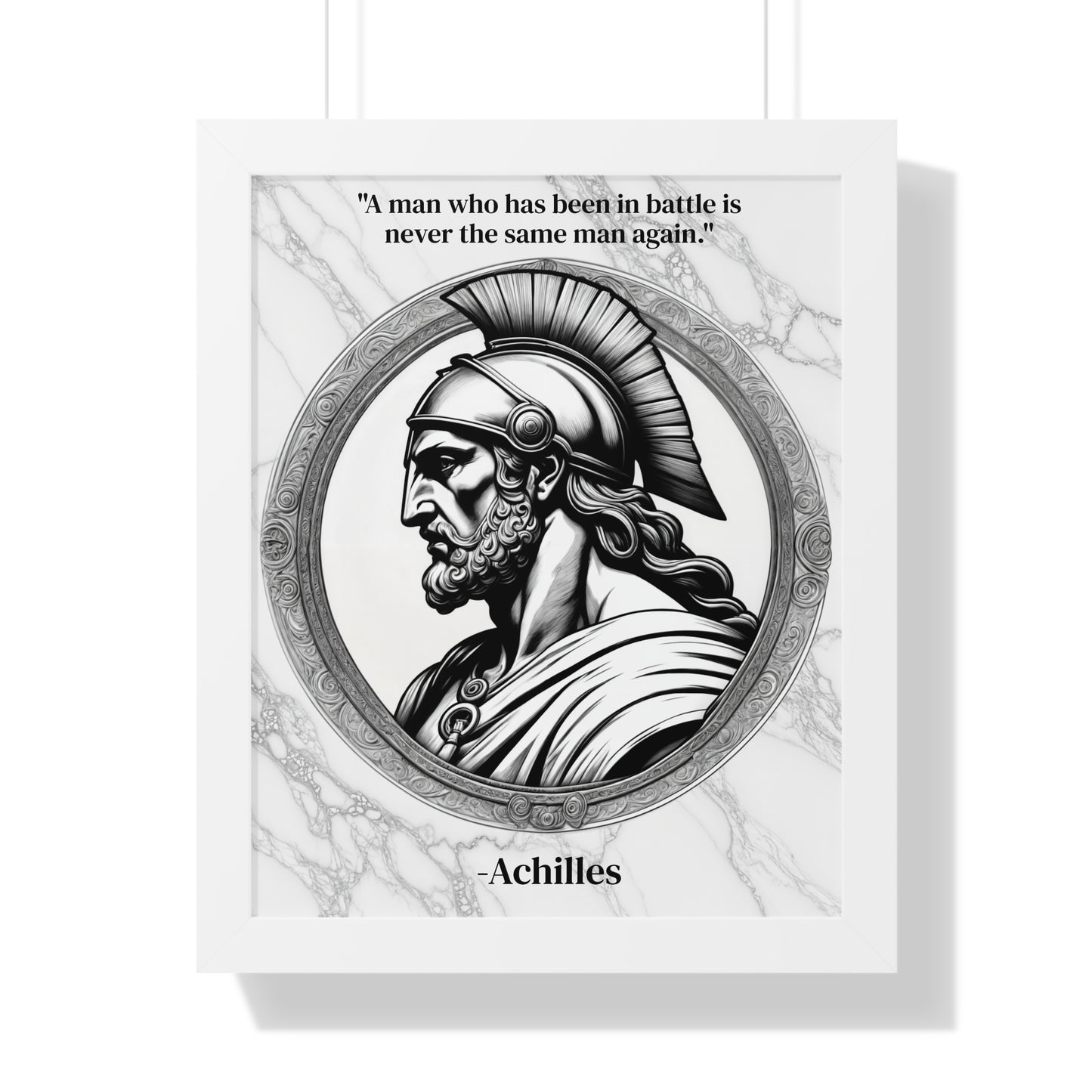 Achilles Greek Mythology Motivational Framed Wall Art Quote for Home Office Decor - Unique Gift for Warrior Spirit Inspirational Fans