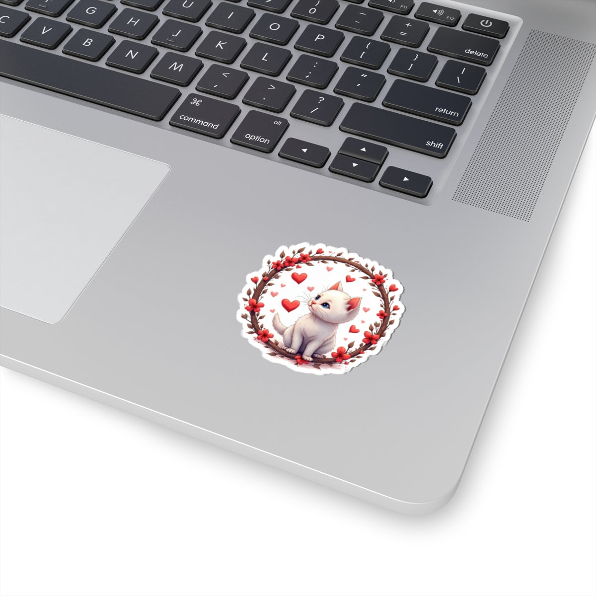 Kitten with Hearts - Kiss-Cut Sticker