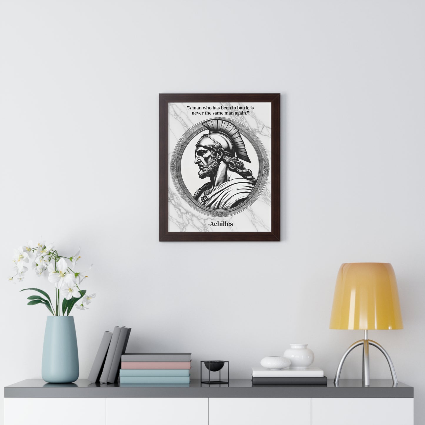 Achilles Greek Mythology Motivational Framed Wall Art Quote for Home Office Decor - Unique Gift for Warrior Spirit Inspirational Fans