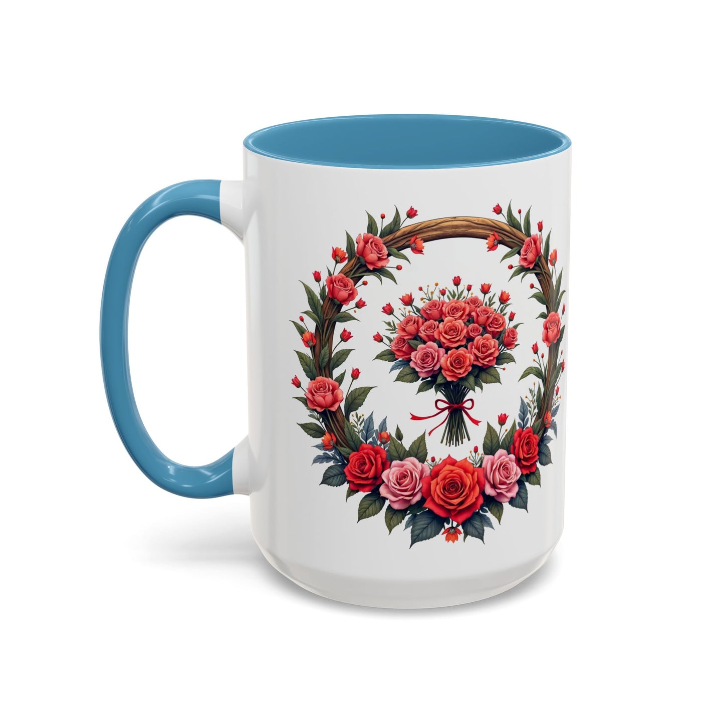 Blooming Love Mug Beautiful Just Because Gift for Lovers Celebrate Your Relationship Roses with Floral Design QR Quote Video Keepsake