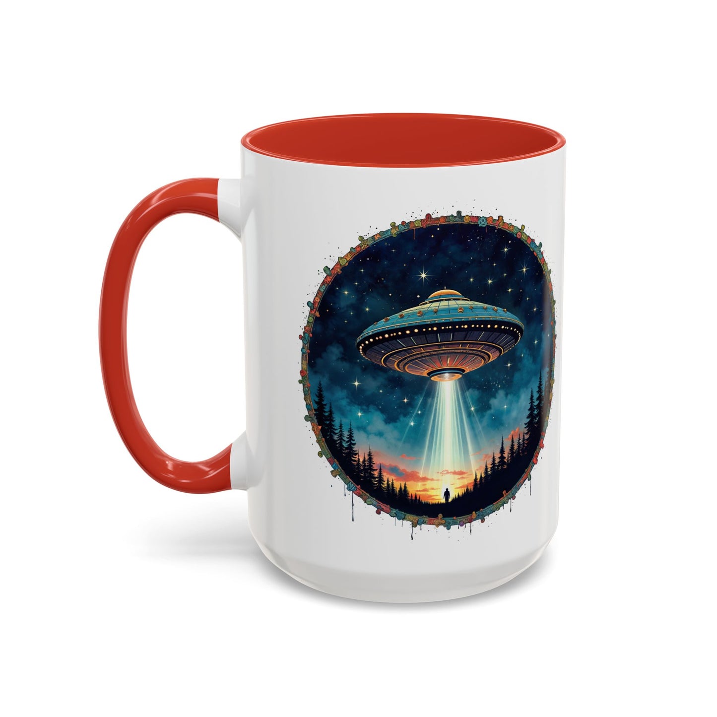 UFO Coffee Mug with Funny Cafe and Space Quotes - for Coffee Lovers Who Enjoy Quirky Gifts Humorous Alien-Themed Jokes QR Code Quote Video