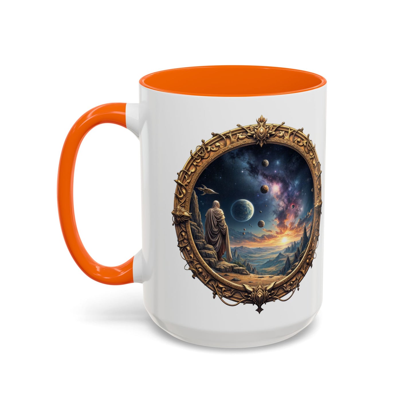 UFO Coffee Mug with Earth Pizza Quote for Space Enthusiasts Who Love Unique Gifts Funny Intergalactic Humor for Everyone QR Code Quote Video