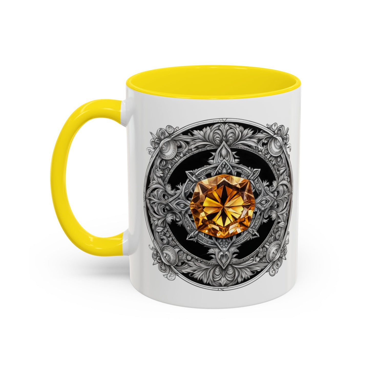 Citrine Crystal Coffee Mug with Positive Quote and QR Code for Motivational Video Ideal Gift for Gemstone Optimists and Dreamers