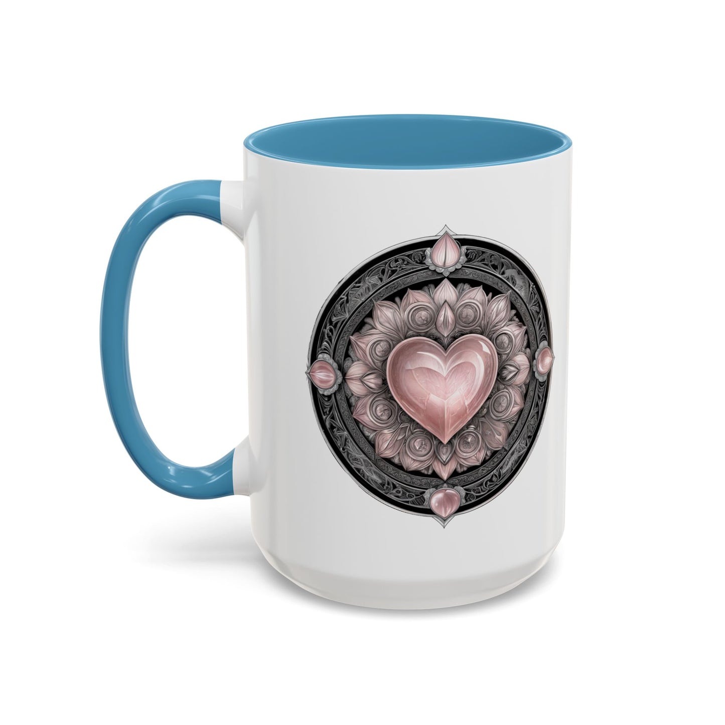 Rose Quartz Love Crystal Coffee Mug with Heartwarming Quote and QR Code Beautiful Gemstone Gift for Valentines Day or Mothers Day