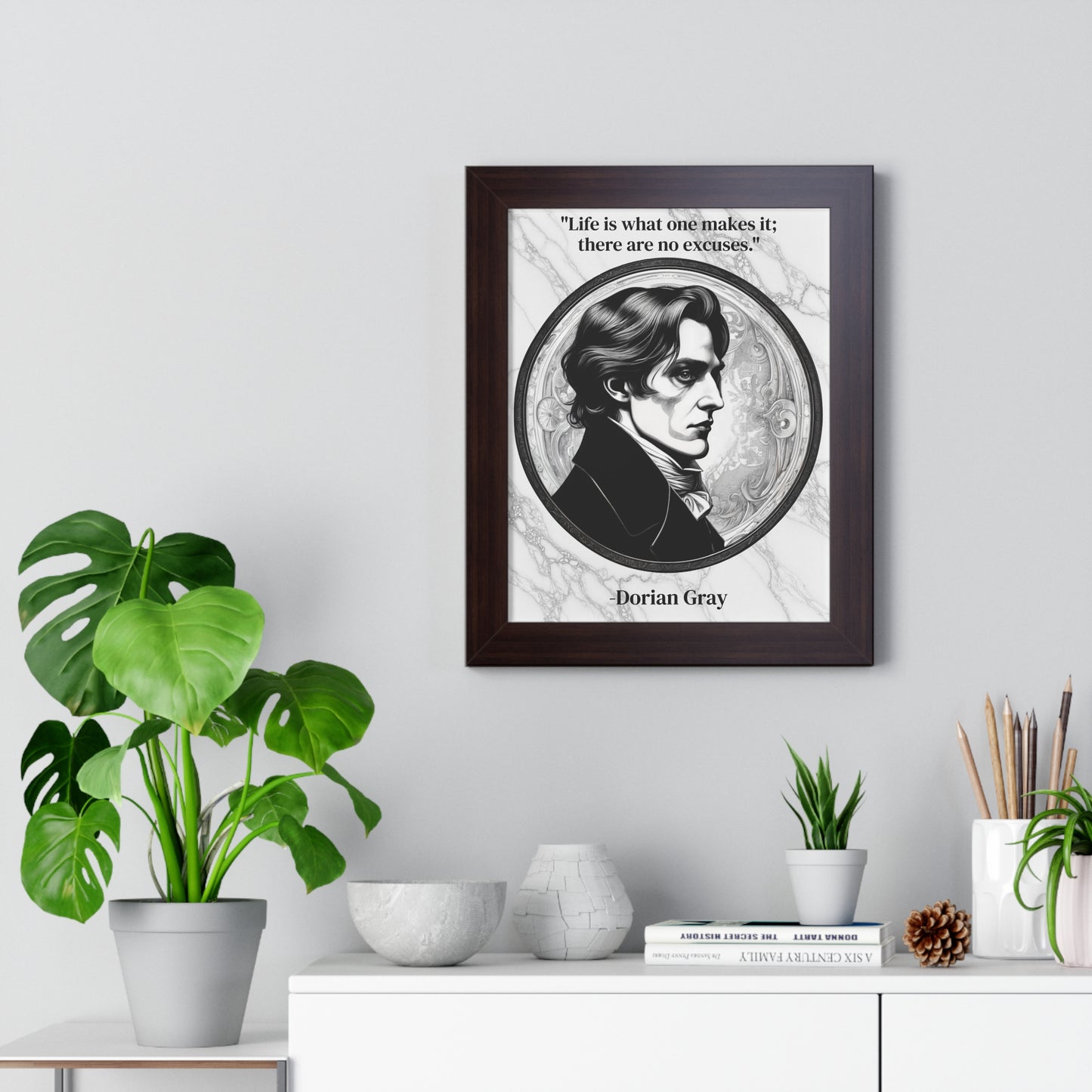 Dorian Gray Inspirational Quote Aesthetic Decor Framed Wall Art for Home Office Gift - Ideal Self-Reflection Quote Print Oscar Wilde Fans