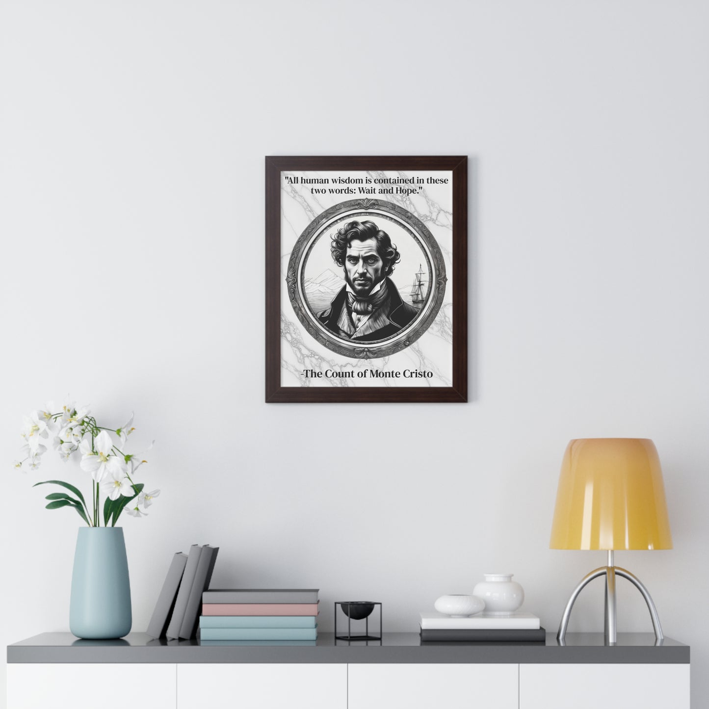 The Count of Monte Cristo Inspirational Quote Decor Framed Wall Art for Home Office Gift - Revenge Quote Print for Classic Literature Lovers