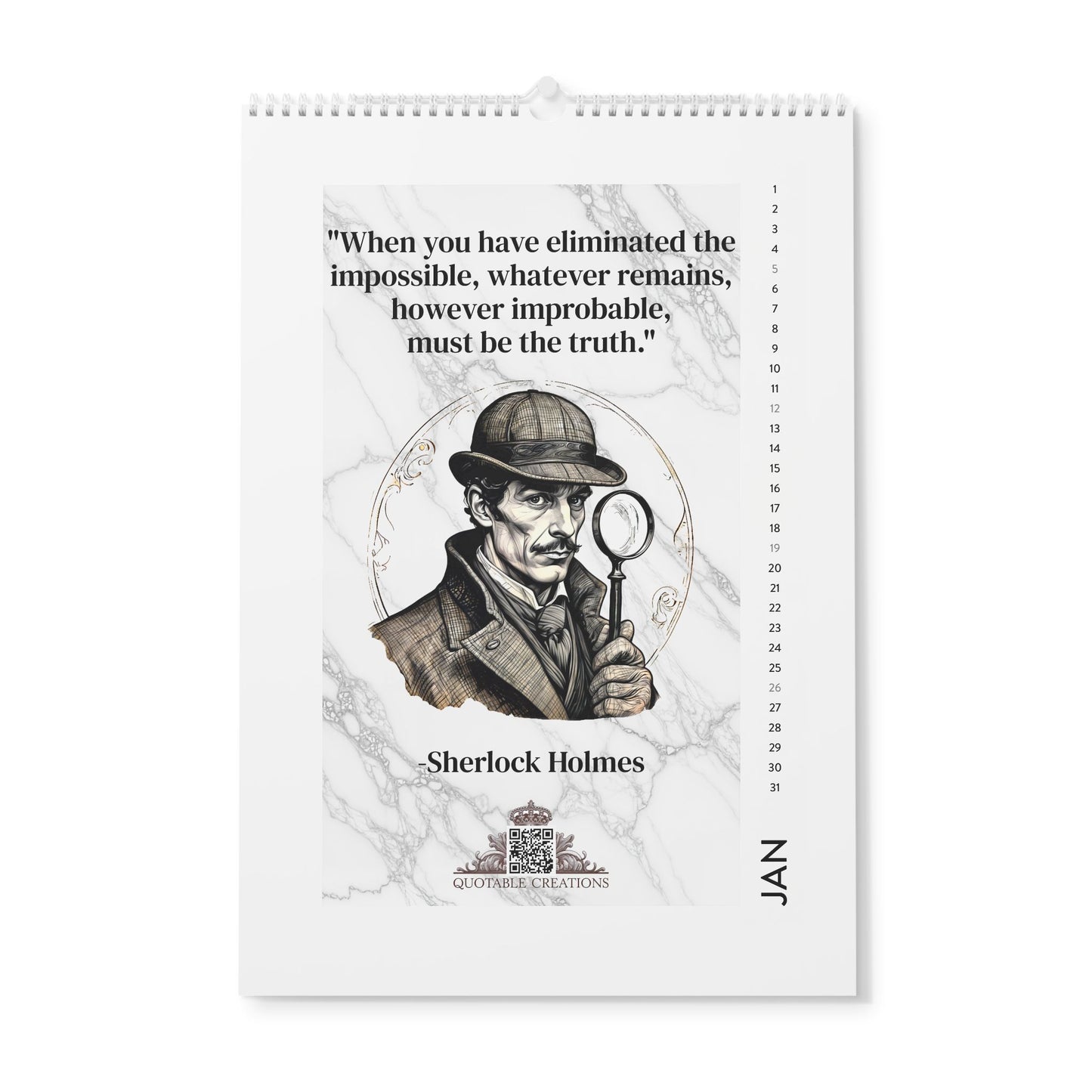 Mysteries & Monsters 2025 Quote Vertical Calendar - Timeless Literary Inspiration