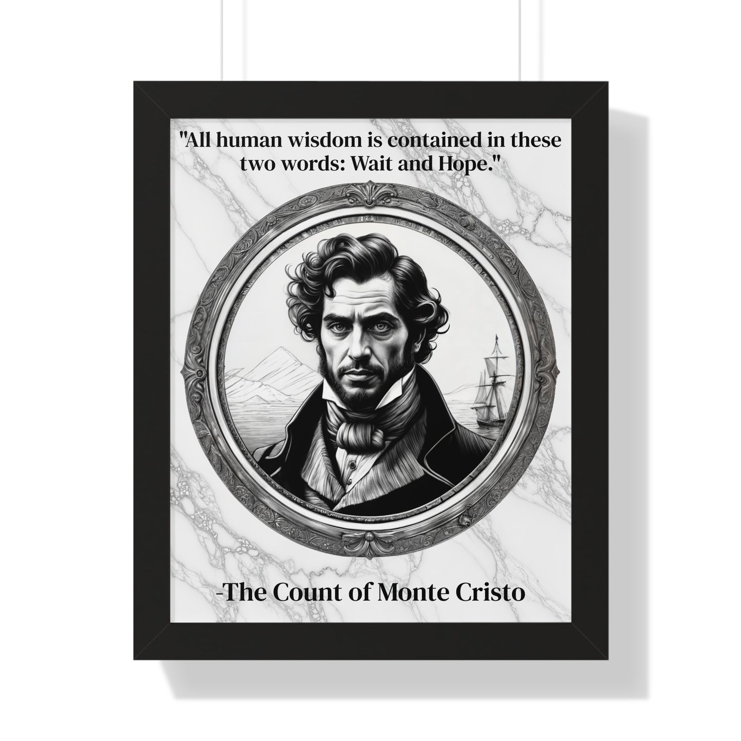 The Count of Monte Cristo Inspirational Quote Decor Framed Wall Art for Home Office Gift - Revenge Quote Print for Classic Literature Lovers