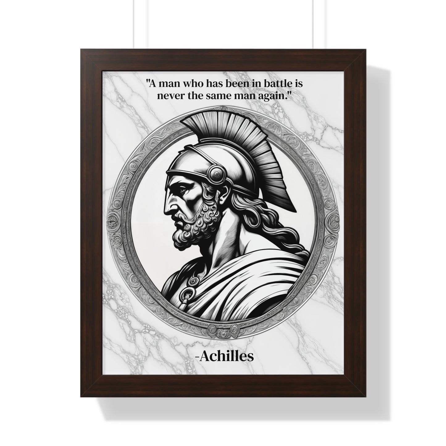 Achilles Greek Mythology Motivational Framed Wall Art Quote for Home Office Decor - Unique Gift for Warrior Spirit Inspirational Fans