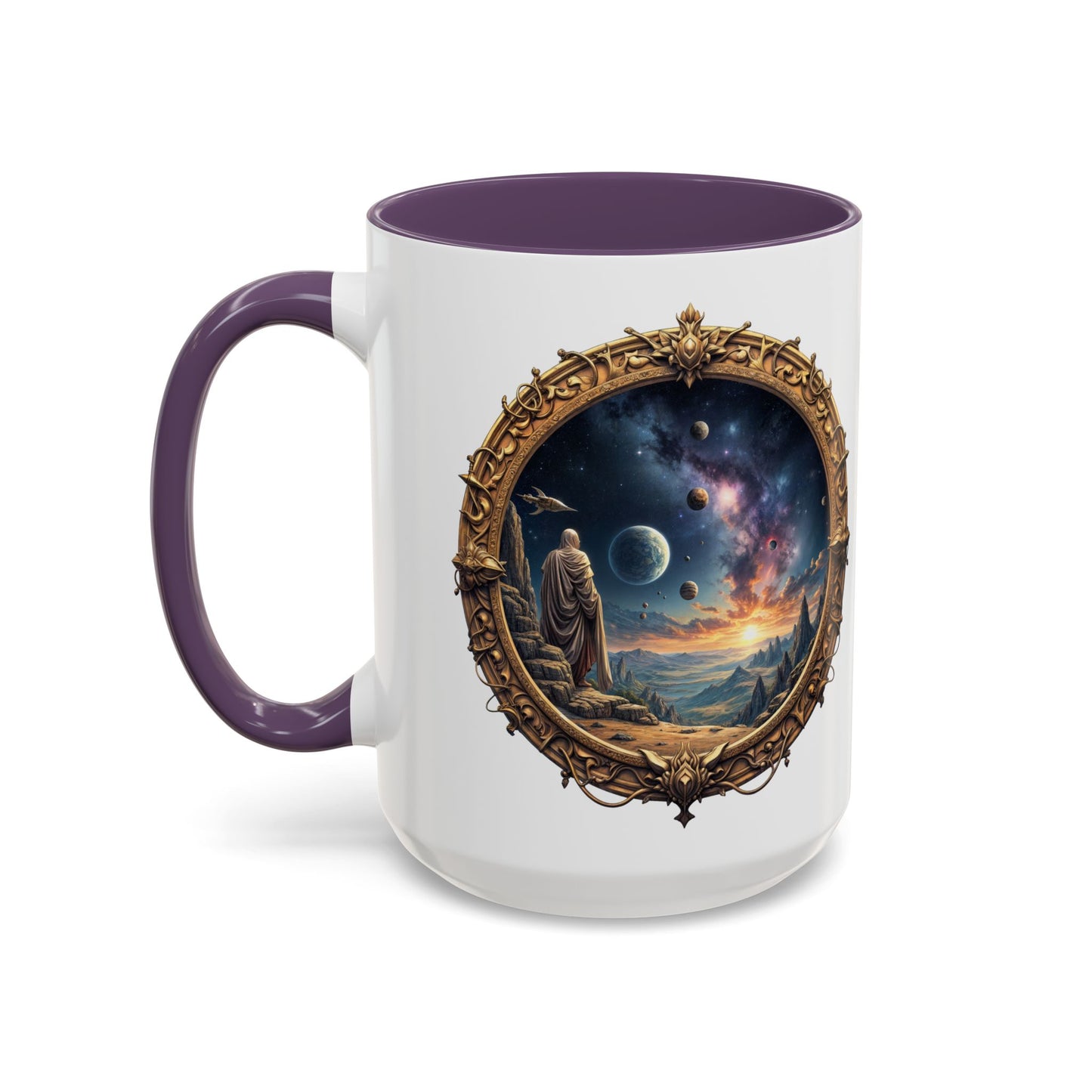 UFO Coffee Mug with Earth Pizza Quote for Space Enthusiasts - Who Love Unique Gift Funny Intergalactic Space Humor QR Code Quote Video