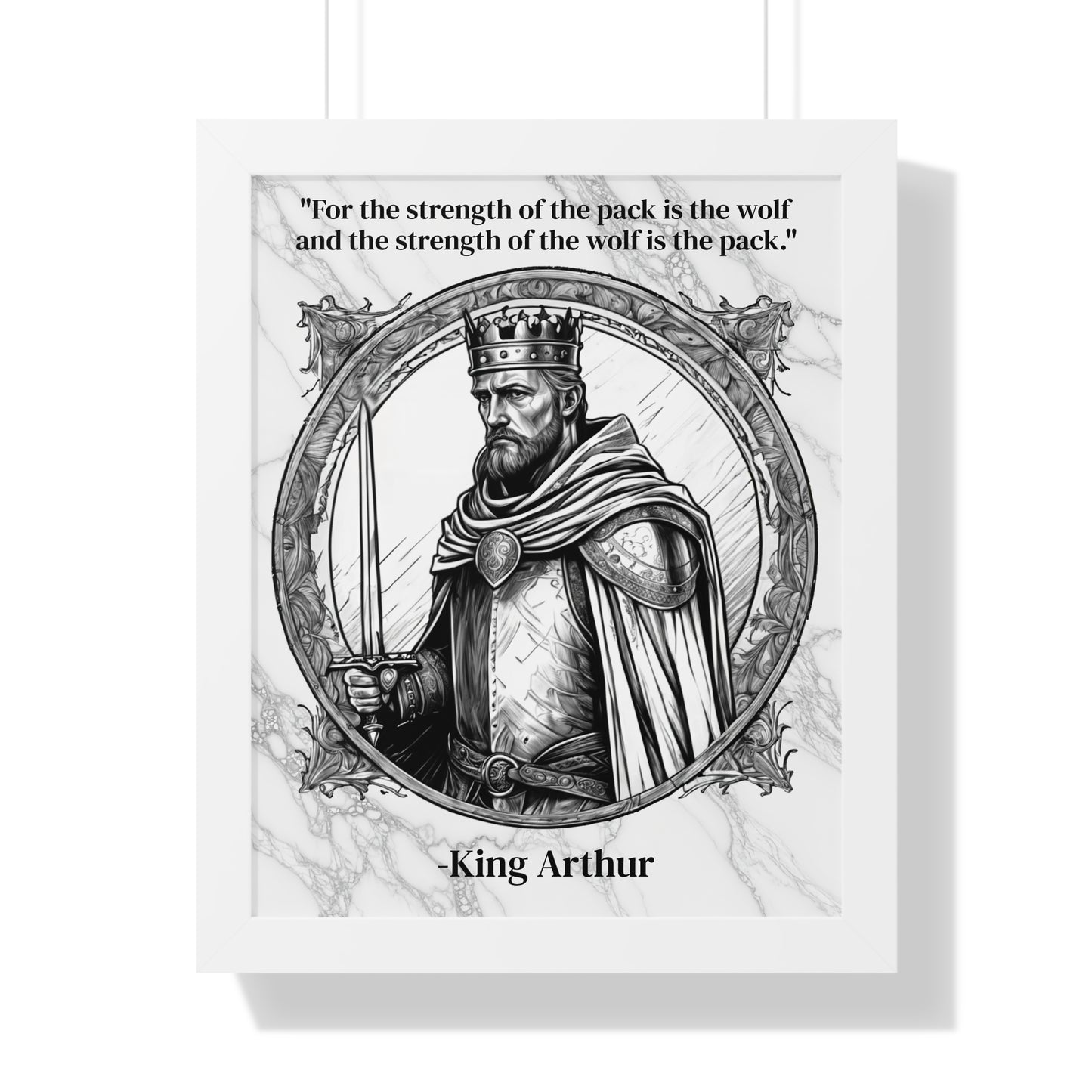 King Arthur Knights Templar Inspirational Framed Wall Art Quote for Fantasy Lovers Castle Decor - Great Gift for Medieval History Fans