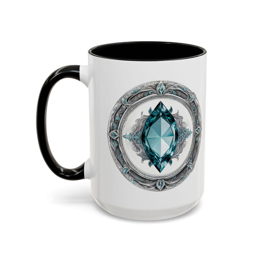 Aquamarine: Crystals & Gemstones - Quote Coffee Mug with QR Code (11, 15oz)