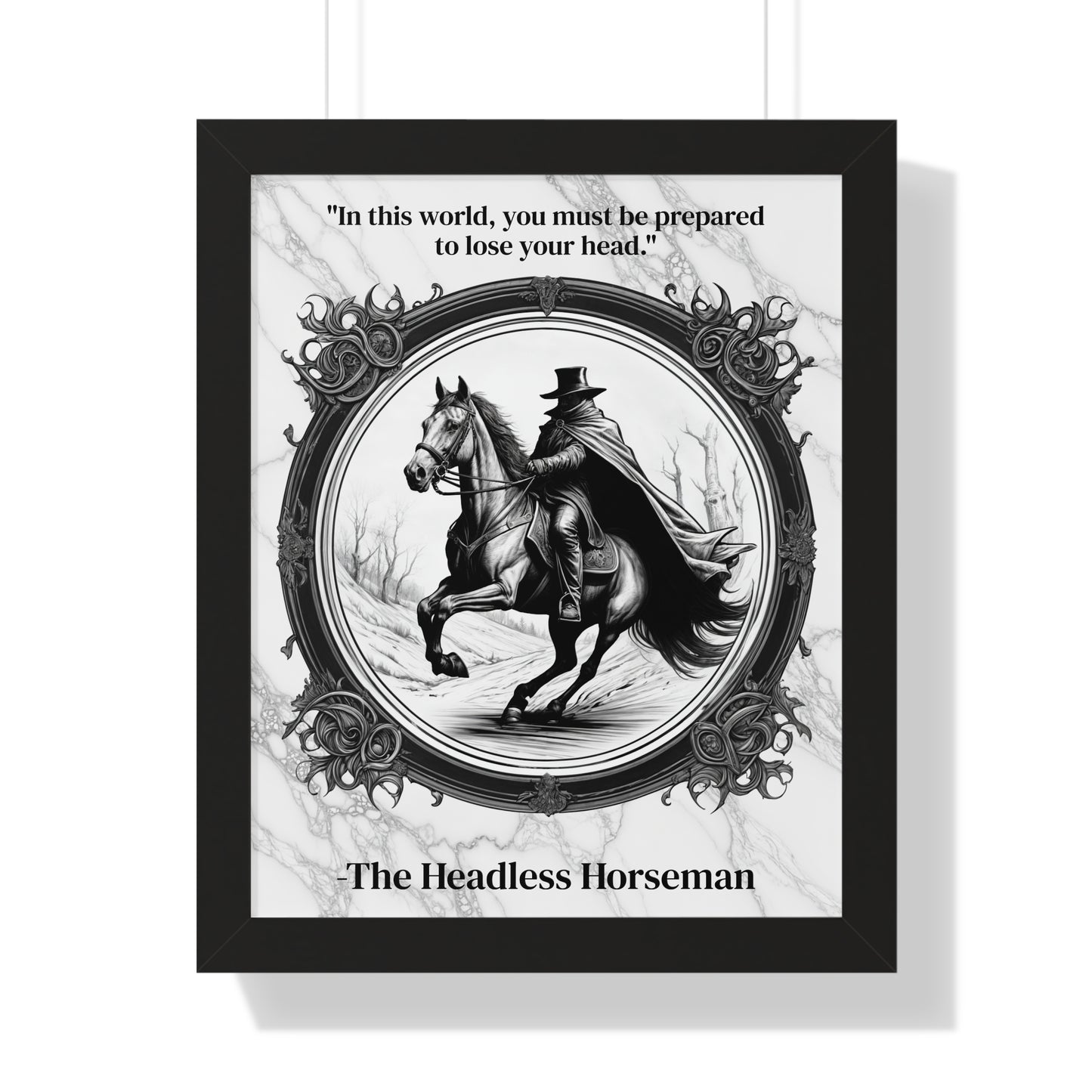 The Headless Horseman Inspirational Quote Halloween Decor Framed Wall Art for Home Office Gift - Ideal Legend Quote Print for Spooky Fans