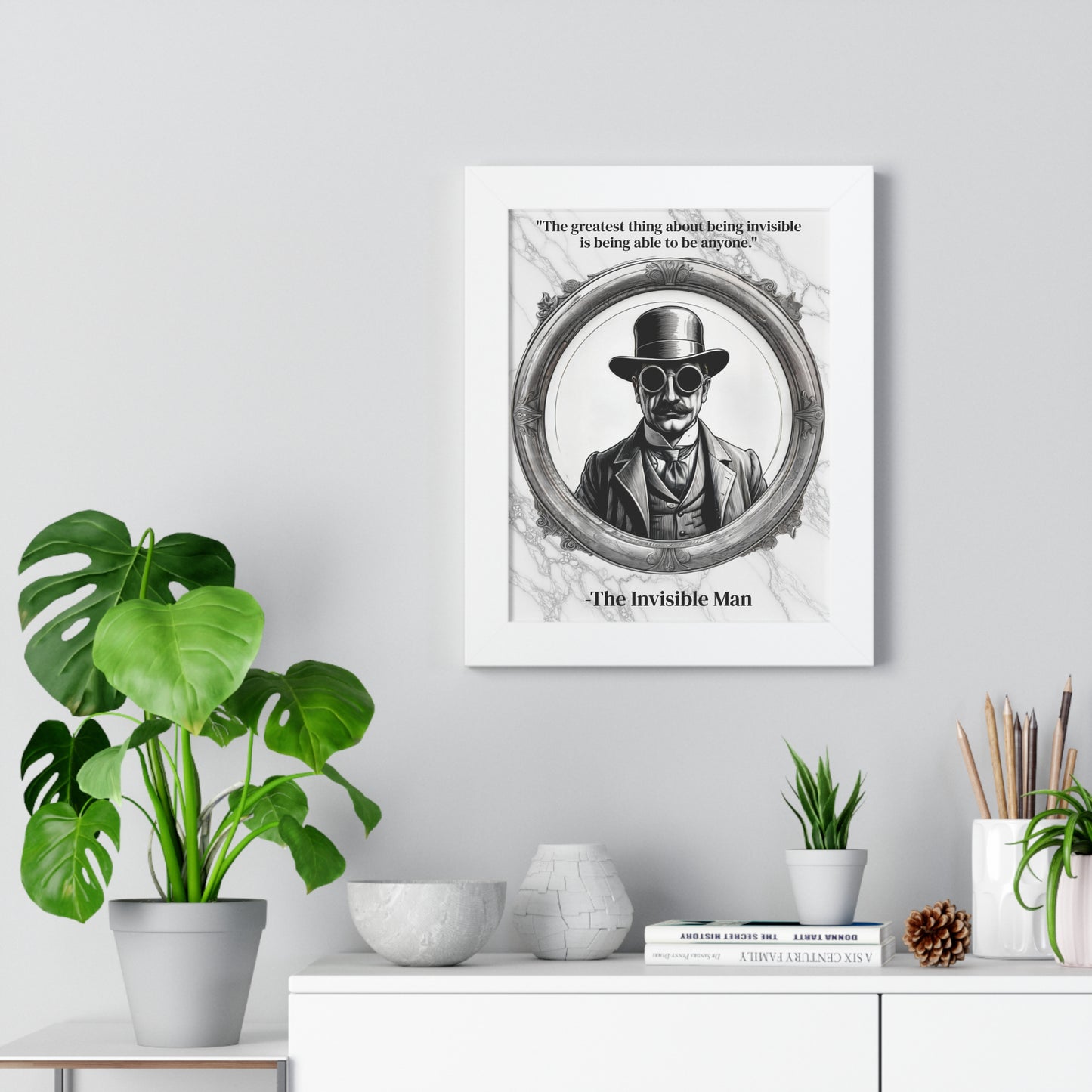 The Invisible Man Inspirational Quote Sci-Fi Decor Framed Wall Art for Home Office Gift - Perfect Quote Print for H.G. Wells Enthusiasts