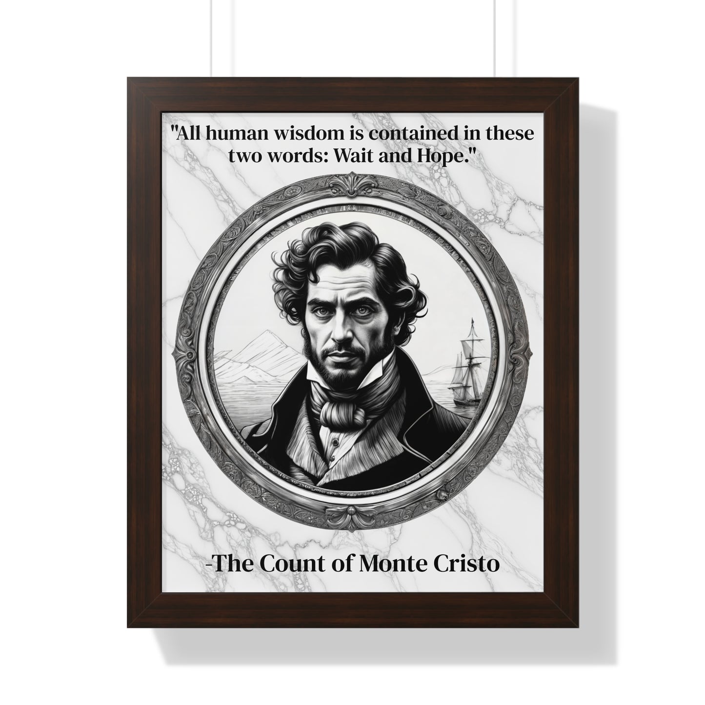 The Count of Monte Cristo Inspirational Quote Decor Framed Wall Art for Home Office Gift - Revenge Quote Print for Classic Literature Lovers