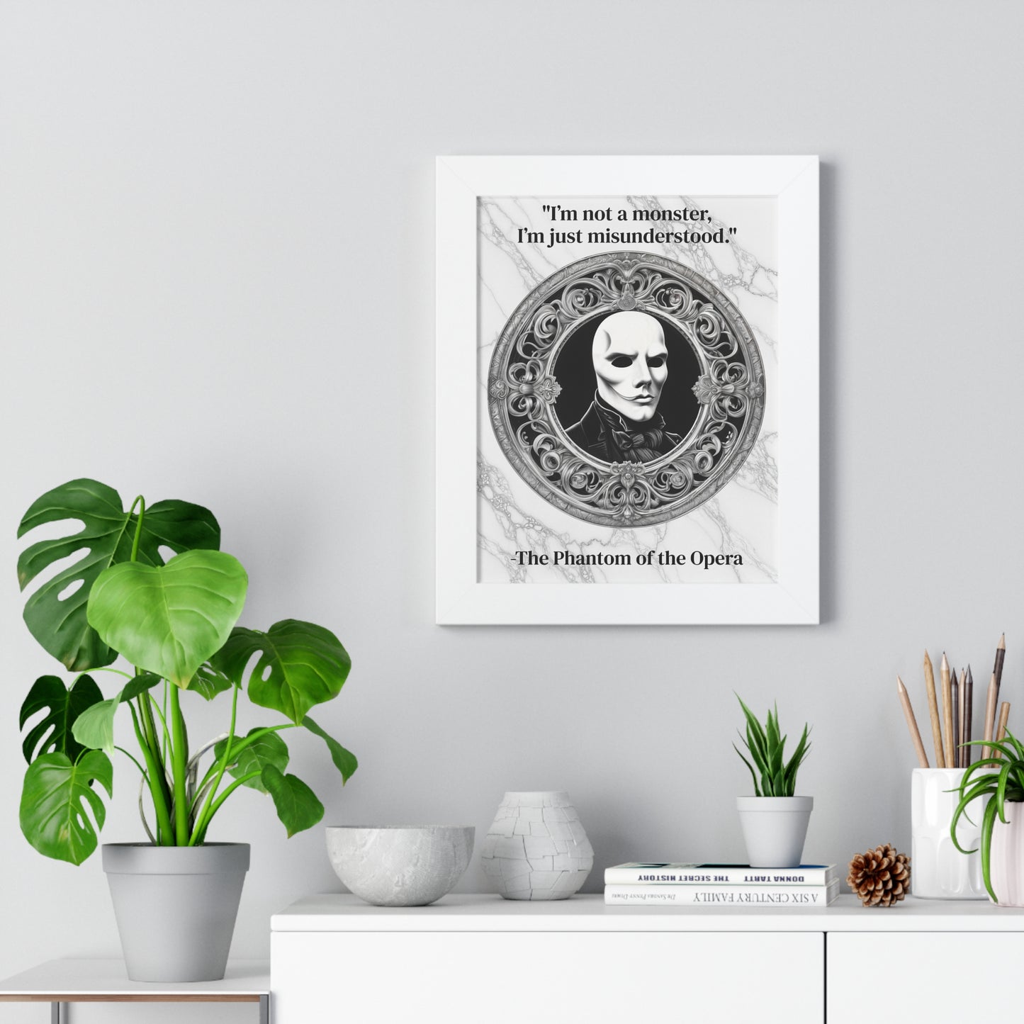 The Phantom of the Opera Inspirational Quote Art Decor Framed Wall Art for Home Office Gift - Perfect Quote Print for Music and Mystery Fans