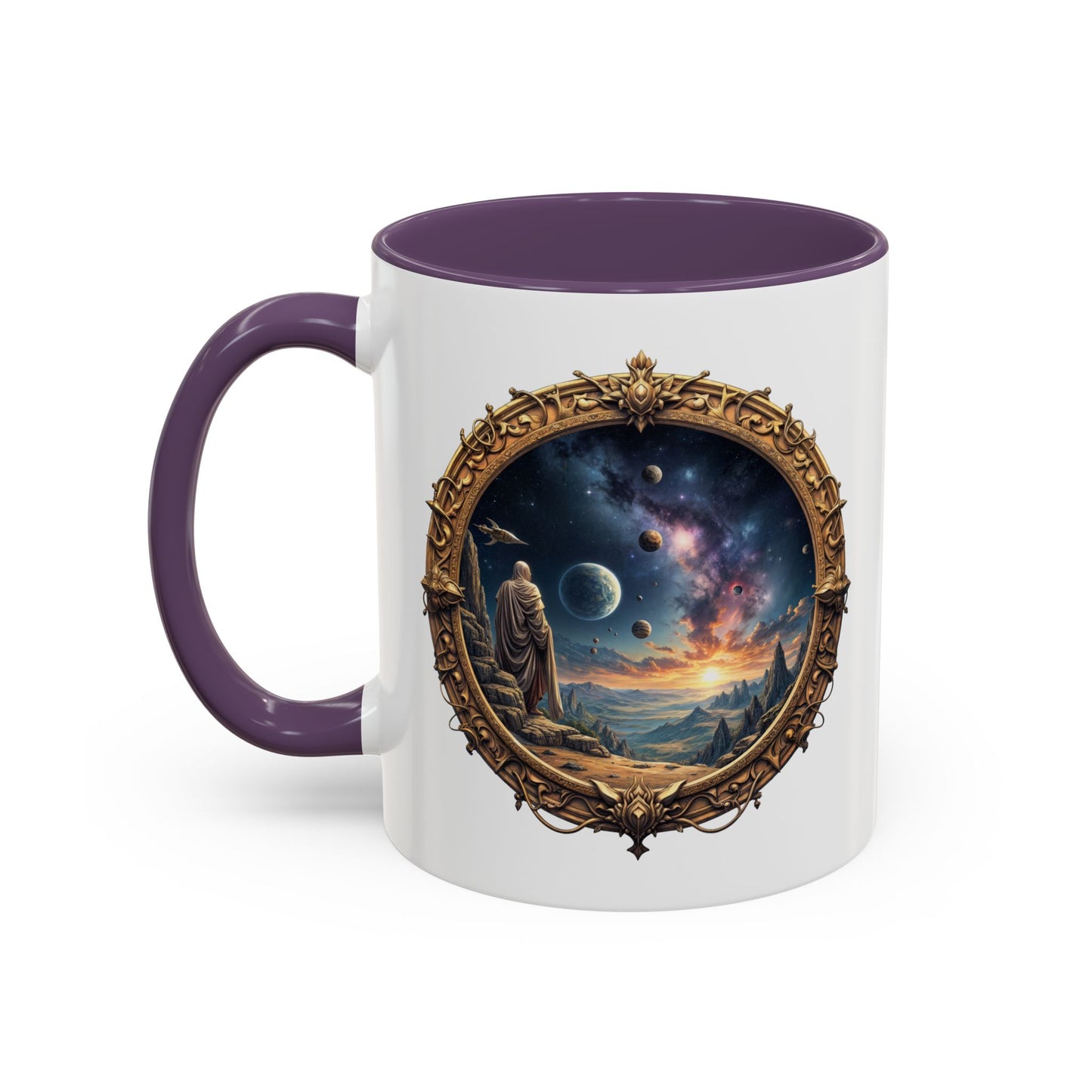 UFO Coffee Mug with Earth Pizza Quote for Space Enthusiasts - Who Love Unique Gift Funny Intergalactic Space Humor QR Code Quote Video