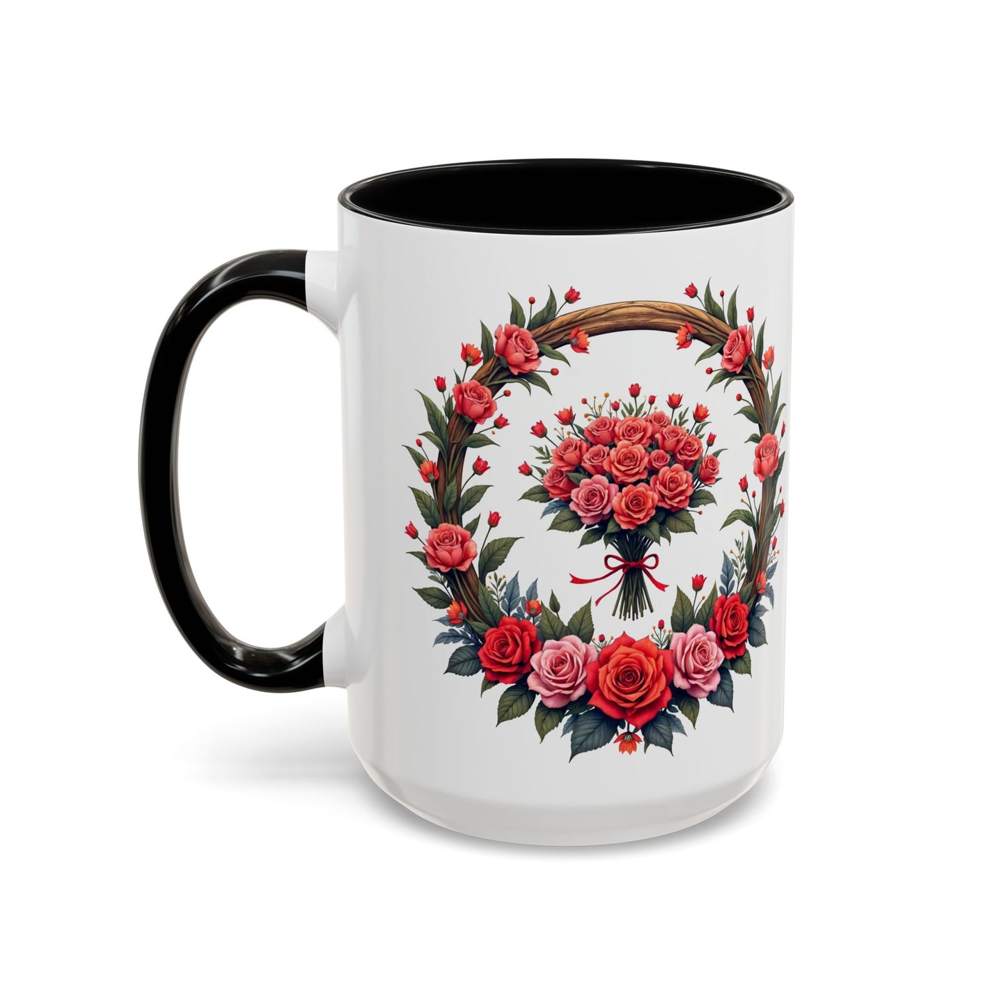 Blooming Love Mug Beautiful Just Because Gift for Lovers Celebrate Your Relationship Roses with Floral Design QR Quote Video Keepsake