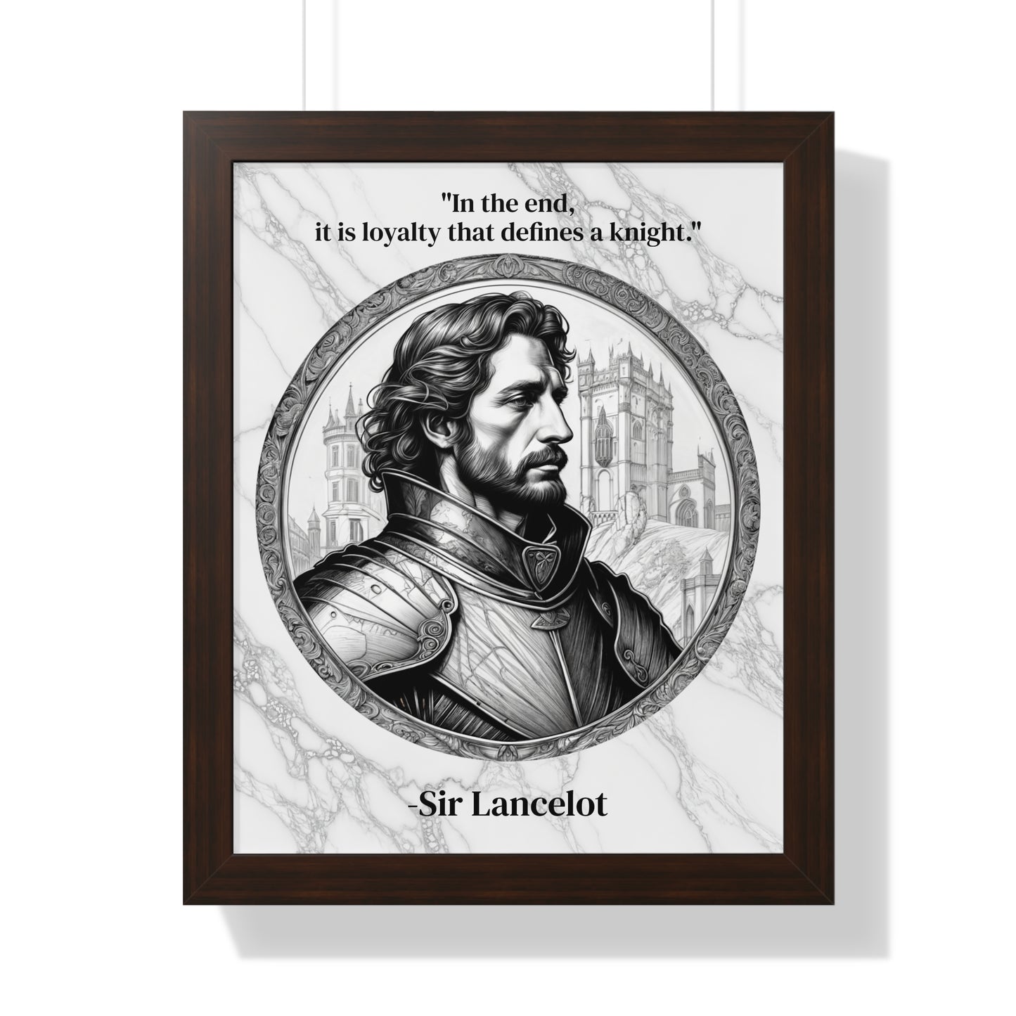 Sir Lancelot Chivalry Code Knights Honor Framed Wall Art Inspirational Quote for Knights Templar Decor - Unique Gift for History Lovers Fans