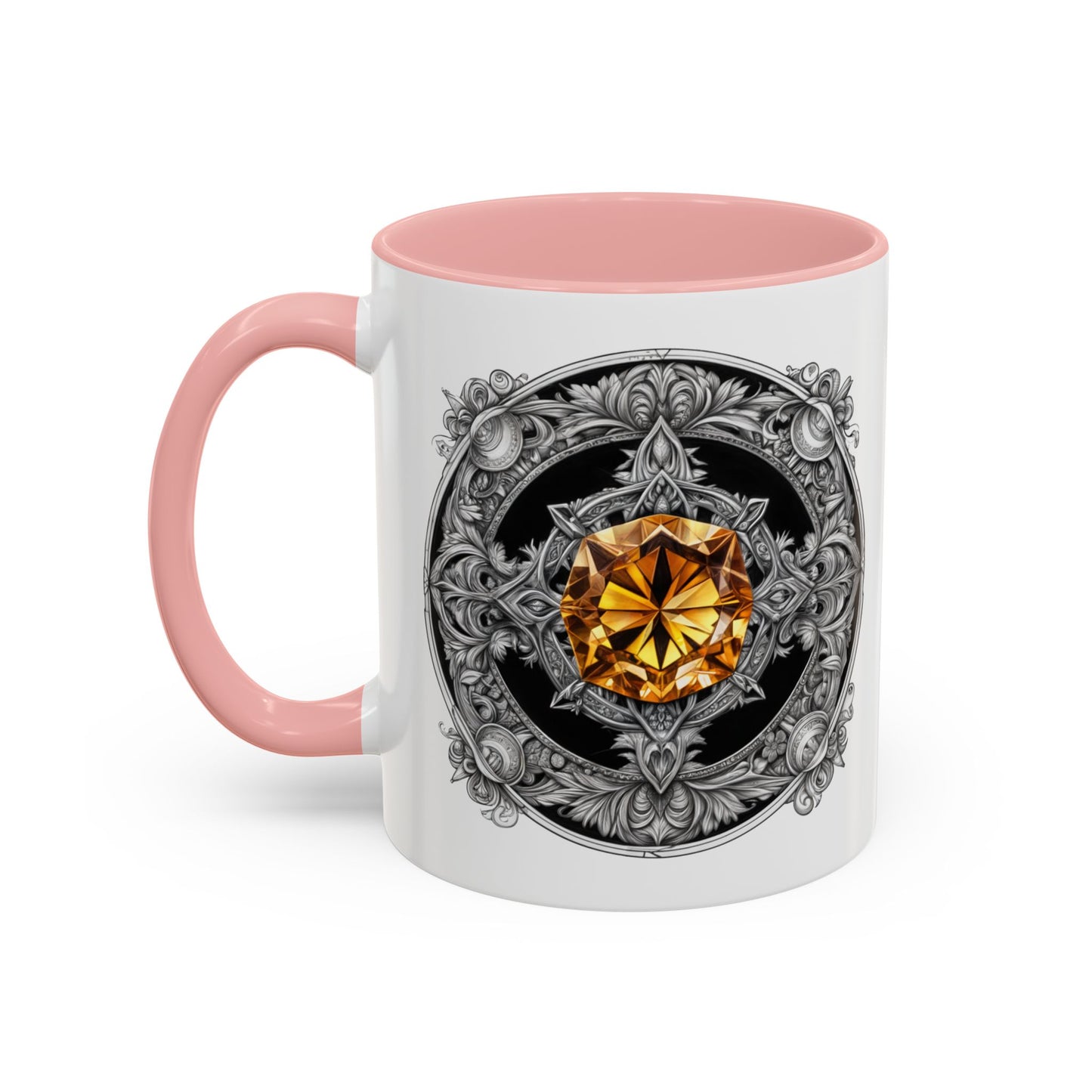 Citrine Crystal Coffee Mug with Positive Quote and QR Code for Motivational Video Ideal Gift for Gemstone Optimists and Dreamers