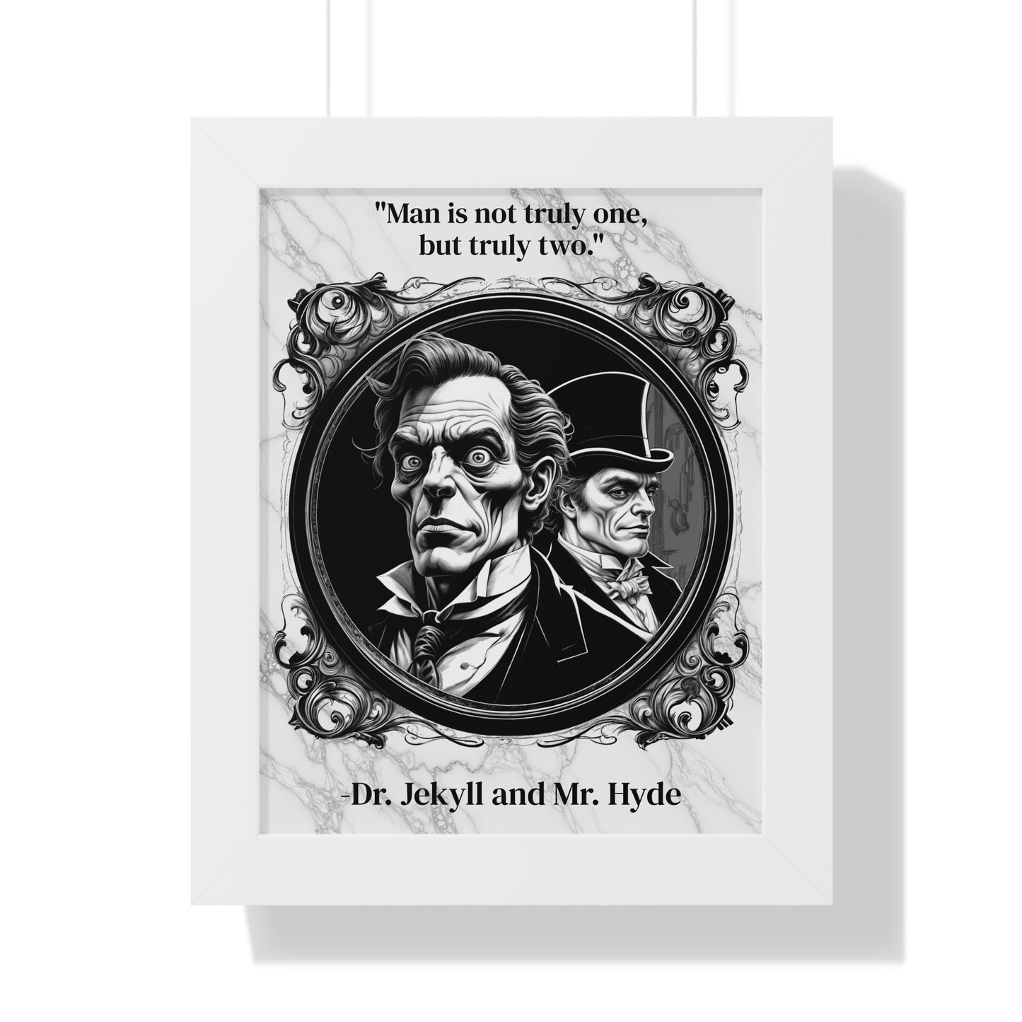 Dr. Jekyll and Mr. Hyde Inspirational Quote Gothic Decor Framed Wall Art for Home Office Gift - Duality Quote Print for Literary Enthusiasts