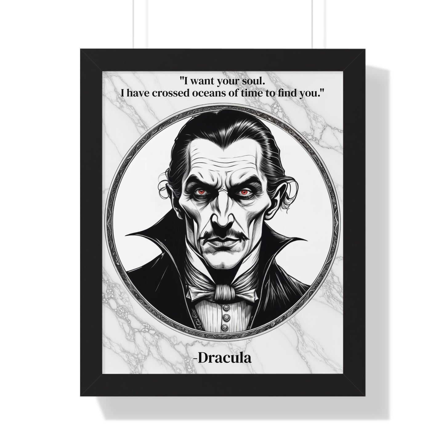 Dracula Inspirational Quote Gothic Decor Framed Wall Art for Home Office Gift - Ideal Vampire Quote Print for Horror Literature Lovers