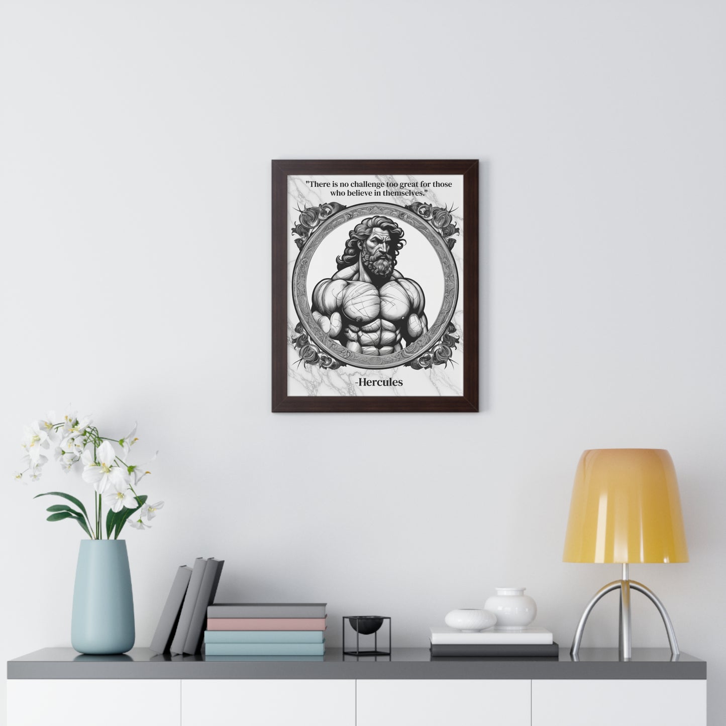 Hercules Inspirational Quote Strength Framed Wall Art for Fitness Motivation Home Decor - Perfect Gift for Workout Enthusiasts Fans