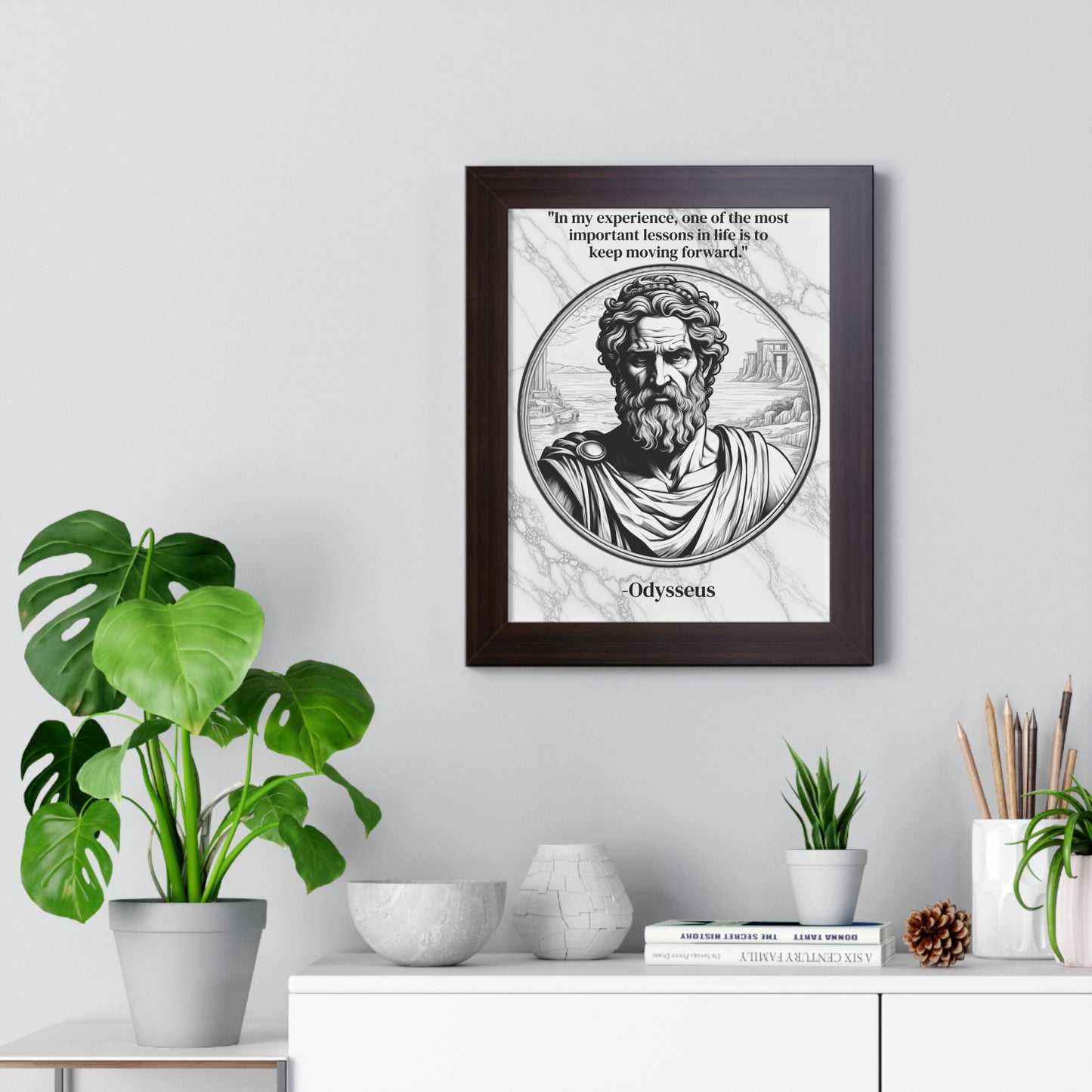 Odysseus Adventure Traveler Inspirational Framed Wall Art Quote for Literary Lovers Hero Decor - Perfect Gift for Epic Poetry Book Fans