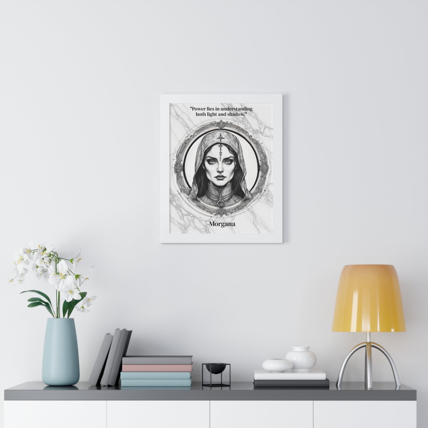 Morgana Fantasy Art Magic Wizard Framed Wall Art Inspirational Quote for Mystical Decor - Unique Gift for Artistic Home Lovers Fans