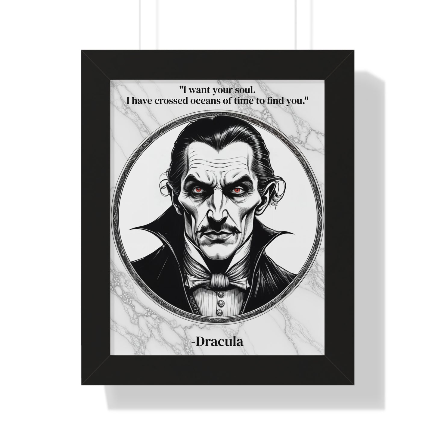 Dracula Inspirational Quote Gothic Decor Framed Wall Art for Home Office Gift - Ideal Vampire Quote Print for Horror Literature Lovers