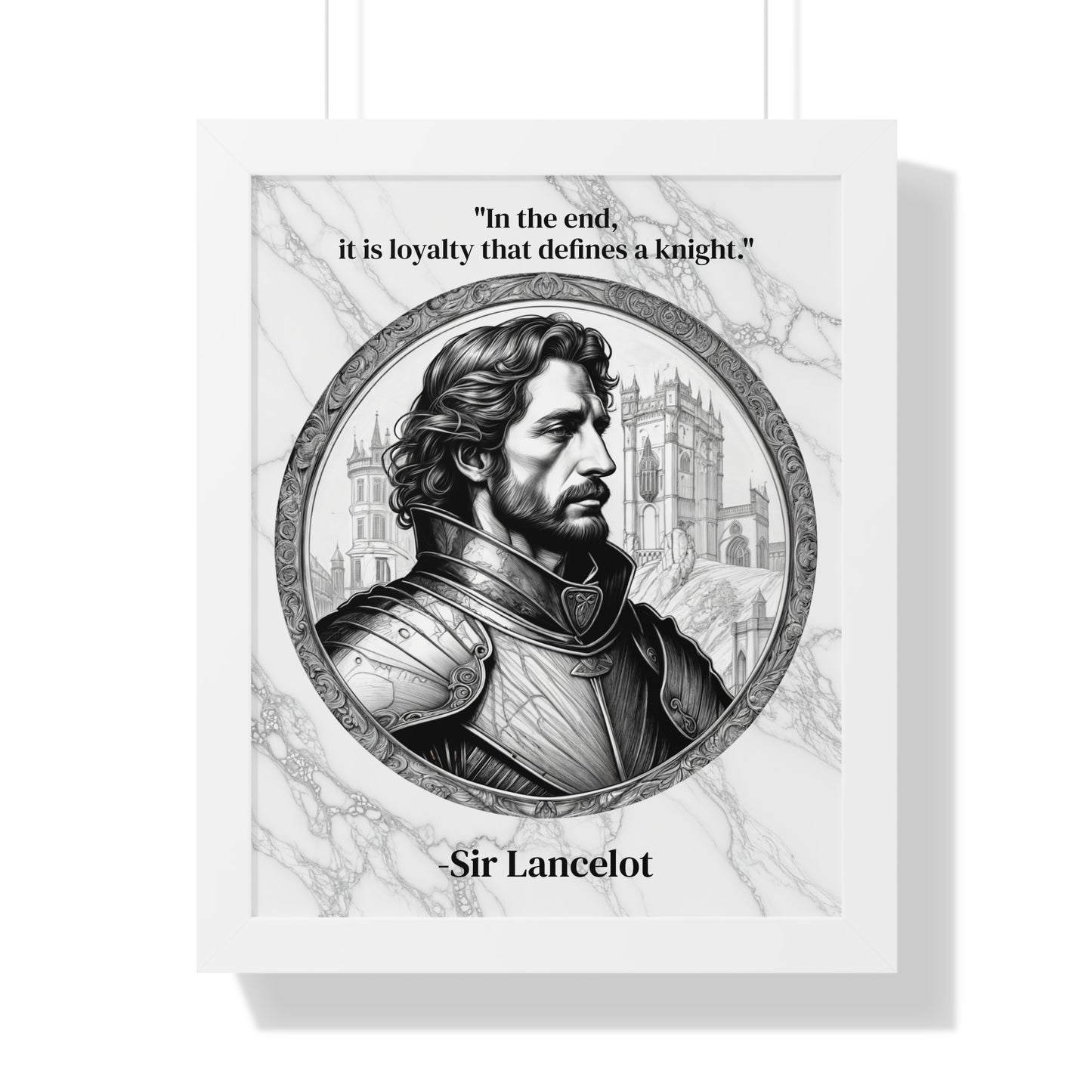 Sir Lancelot Chivalry Code Knights Honor Framed Wall Art Inspirational Quote for Knights Templar Decor - Unique Gift for History Lovers Fans