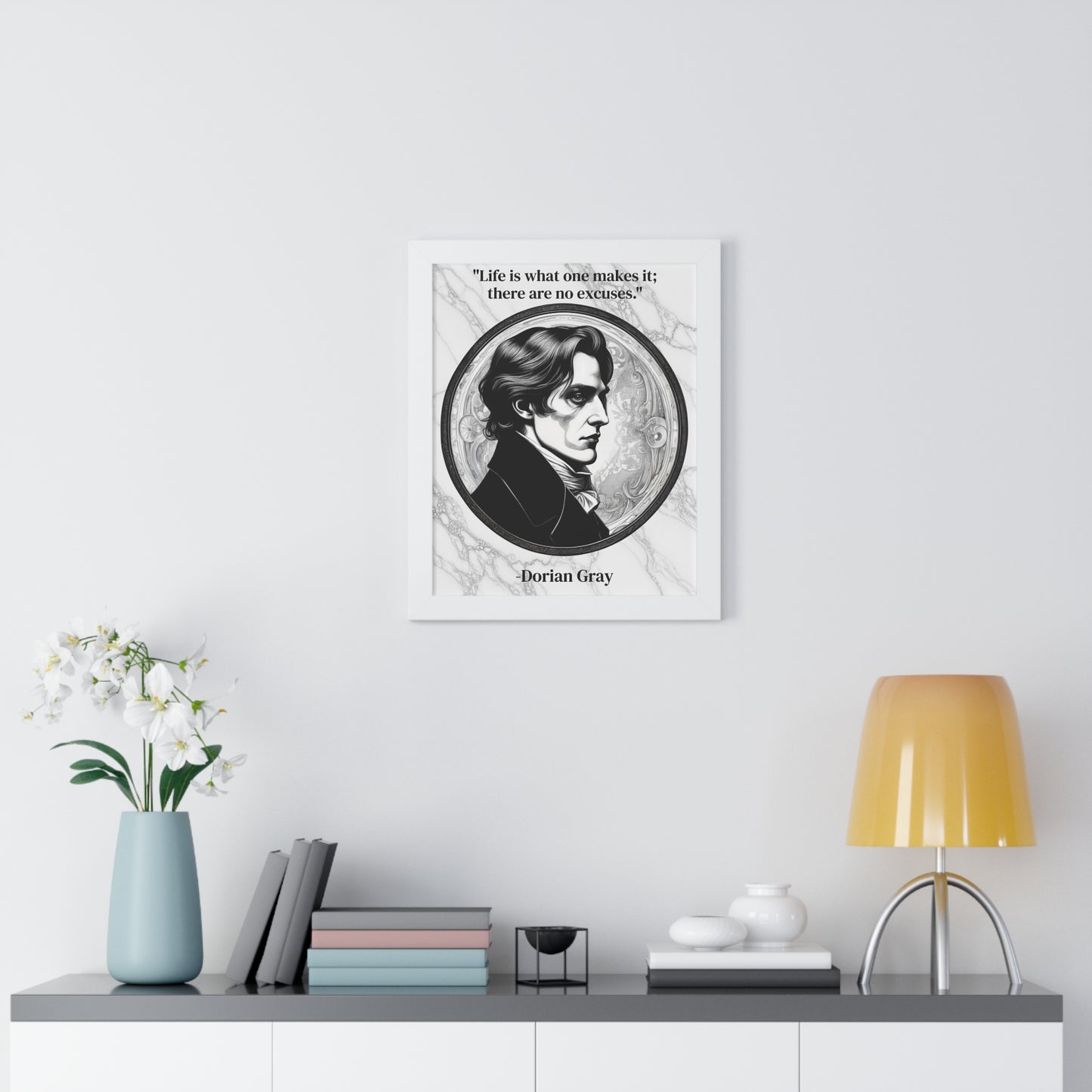 Dorian Gray Inspirational Quote Aesthetic Decor Framed Wall Art for Home Office Gift - Ideal Self-Reflection Quote Print Oscar Wilde Fans