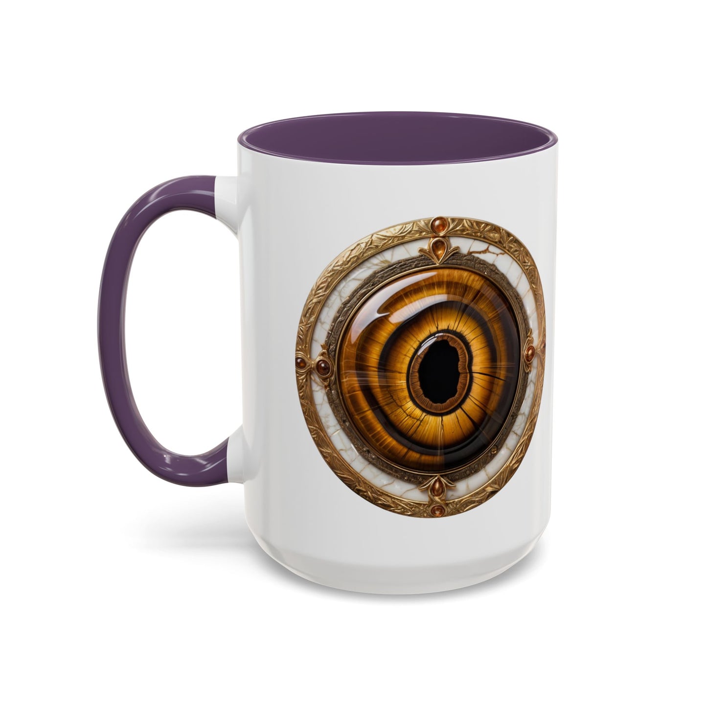 Tigers Eye Crystal Coffee Mug with Empowering Quote and QR Code Great Gemstone Gift for Adventurers and Goal Setter Lovers