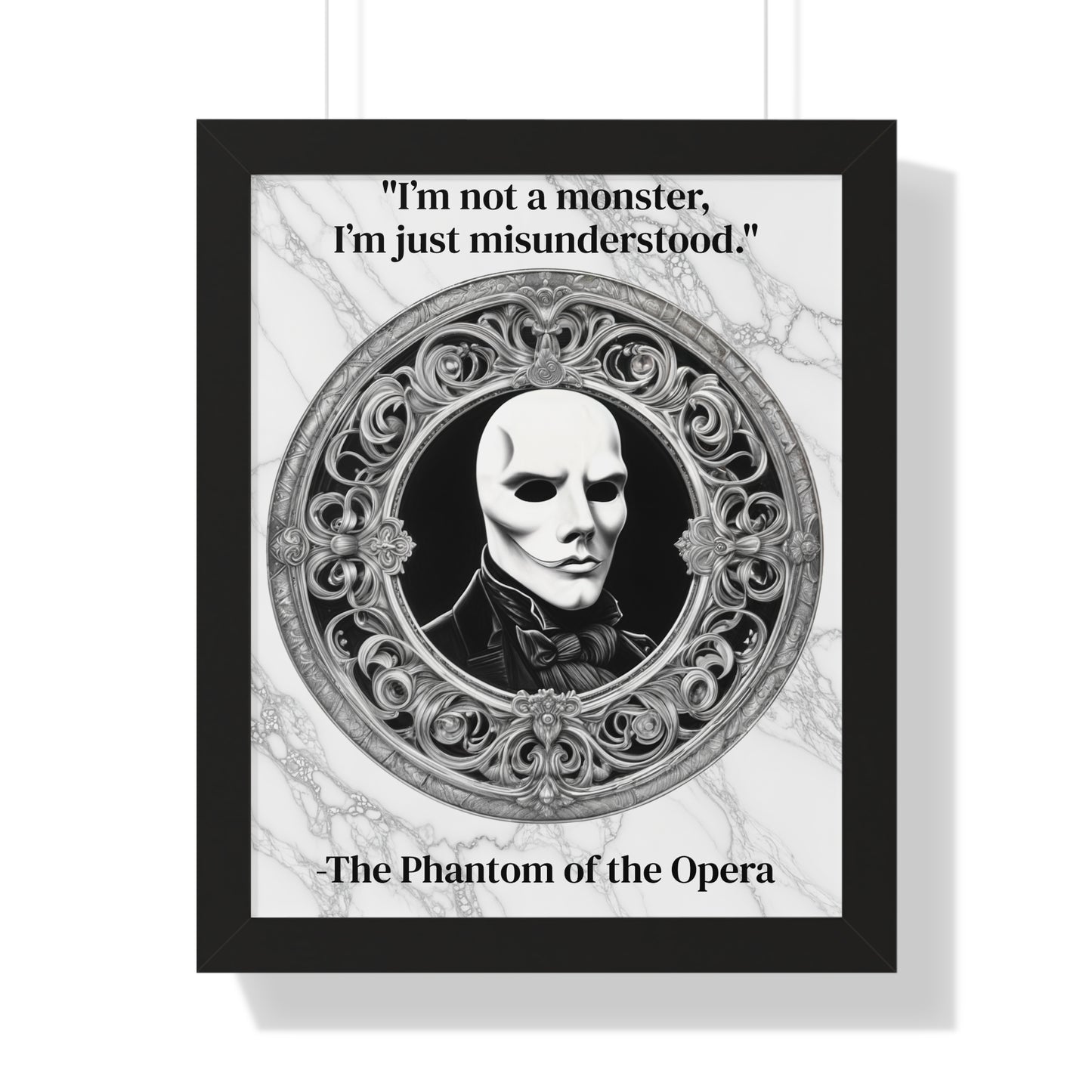 The Phantom of the Opera Inspirational Quote Art Decor Framed Wall Art for Home Office Gift - Perfect Quote Print for Music and Mystery Fans