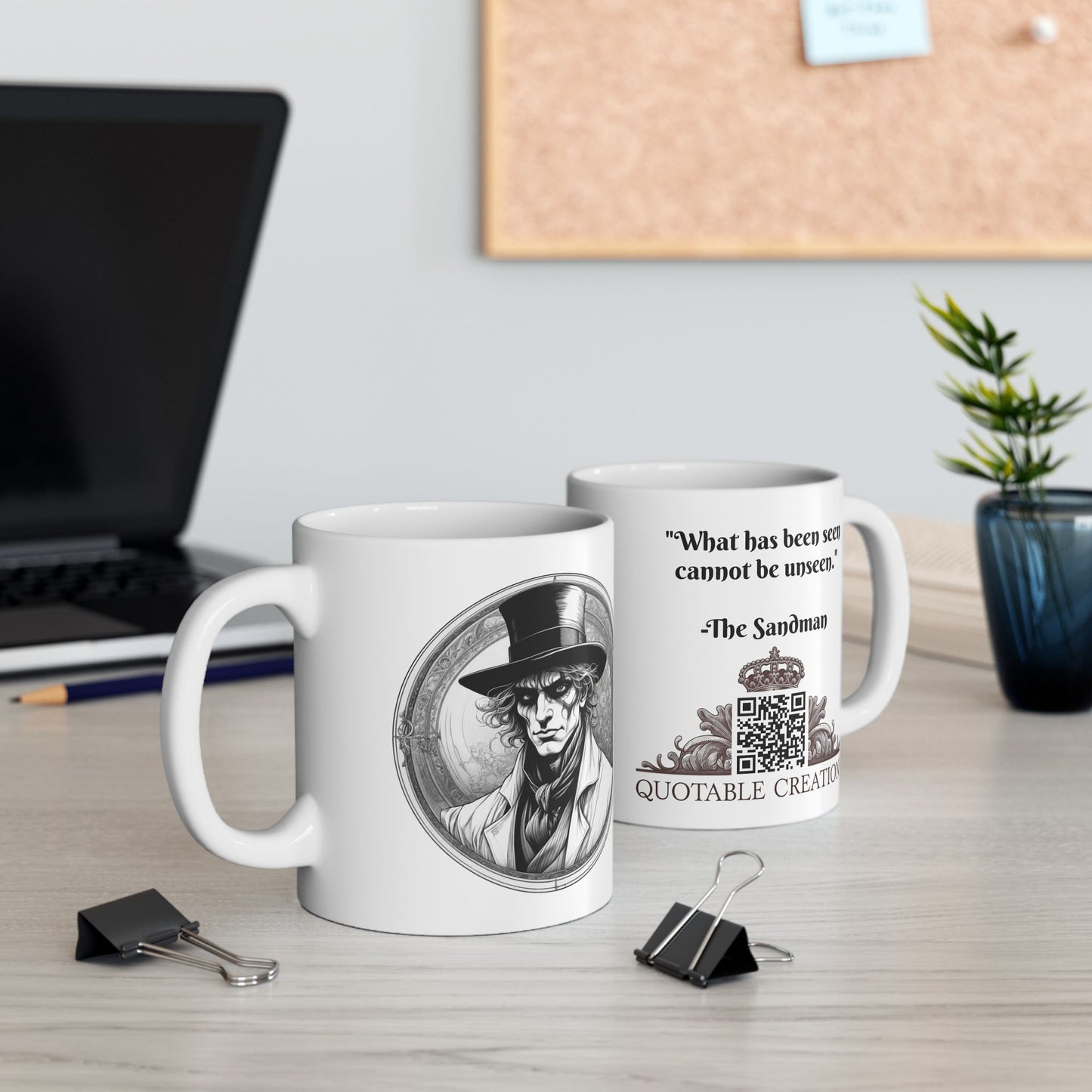 The Sandman Inspirational Quote Coffee Mug with QR Code (11, 15oz)