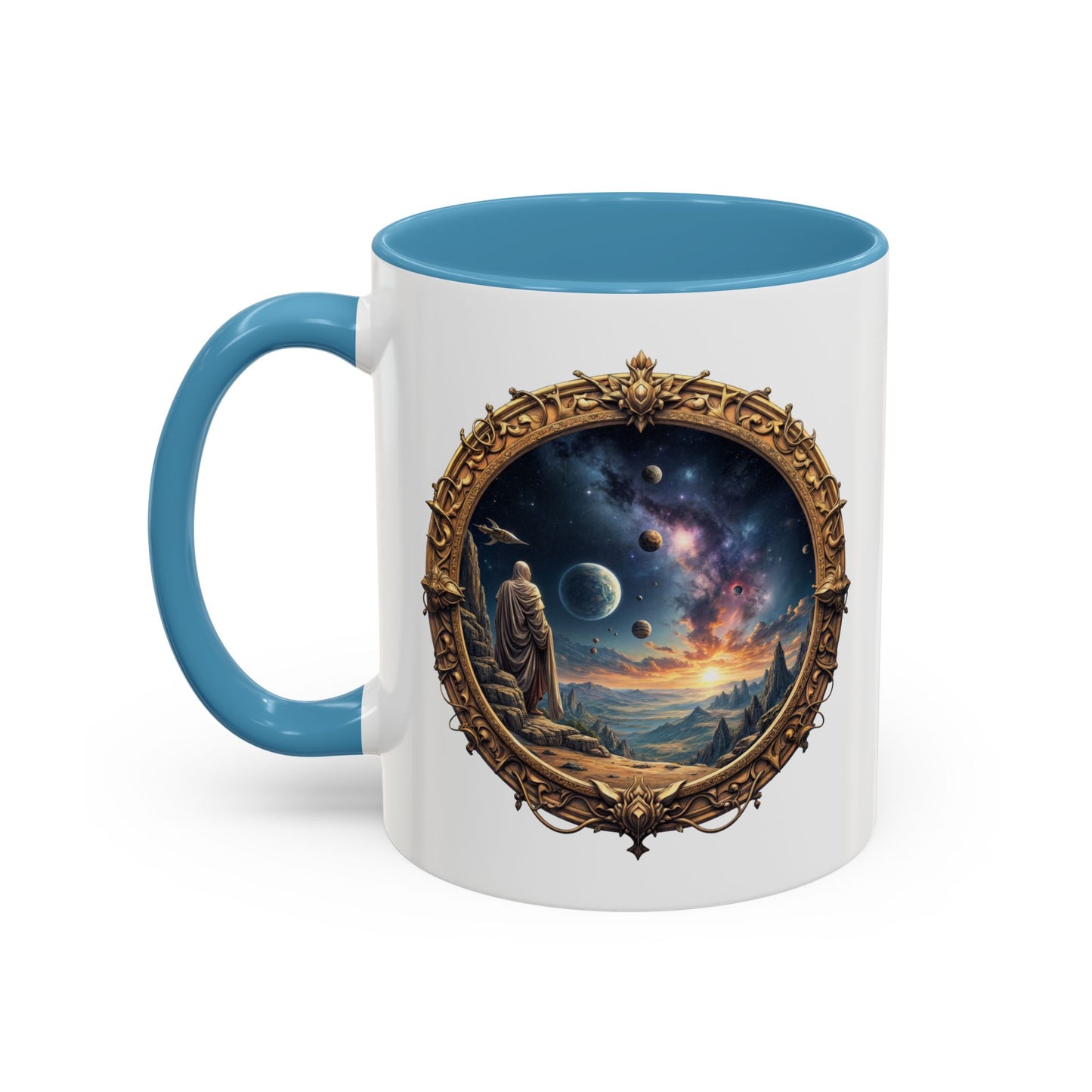 UFO Coffee Mug with Earth Pizza Quote for Space Enthusiasts - Who Love Unique Gift Funny Intergalactic Space Humor QR Code Quote Video