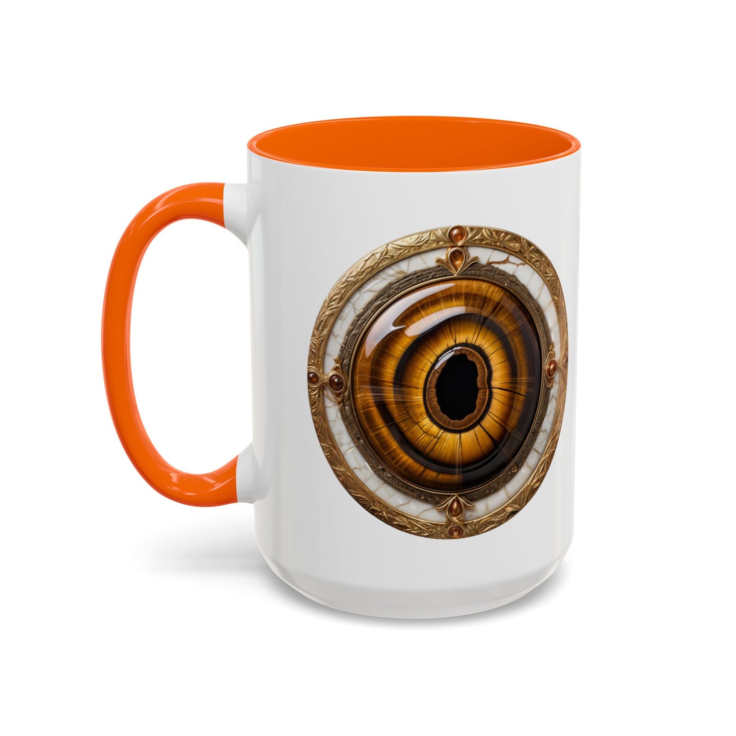 Tigers Eye Crystal Coffee Mug with Empowering Quote and QR Code Great Gemstone Gift for Adventurers and Goal Setter Lovers